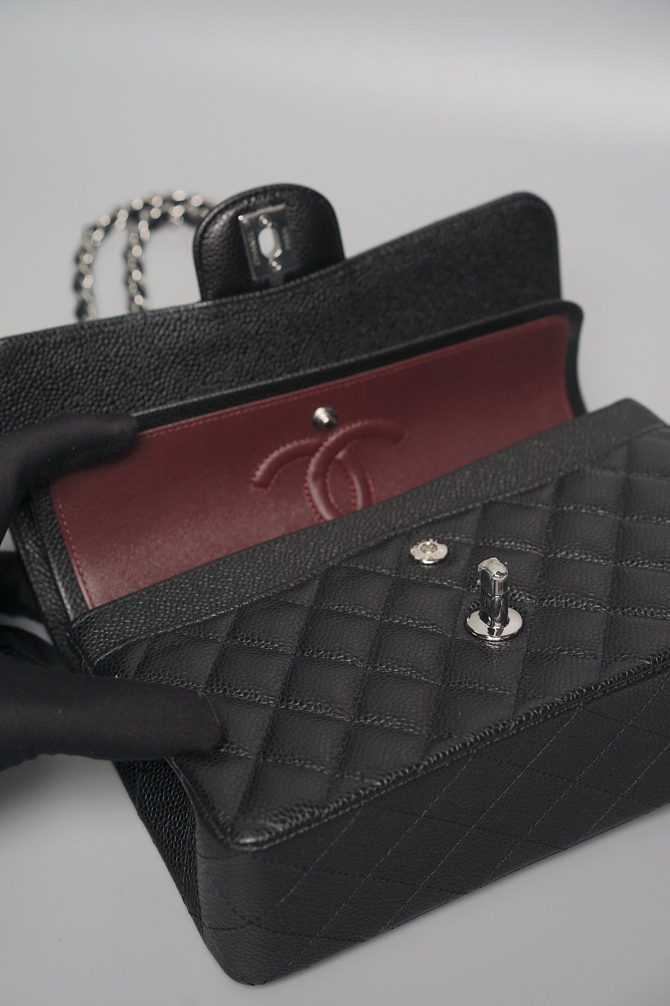 Chanel Small Double Flap in Black Caviar Shw (Brand New)