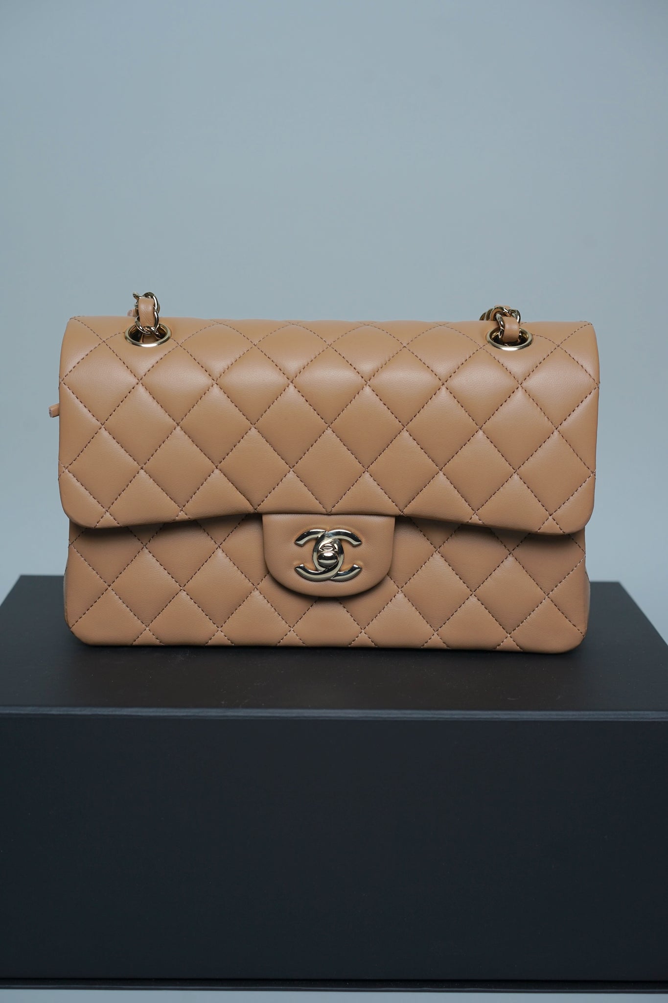 Chanel Small Classic Double Flap in Beige Lambskin Lghw (Brand New)