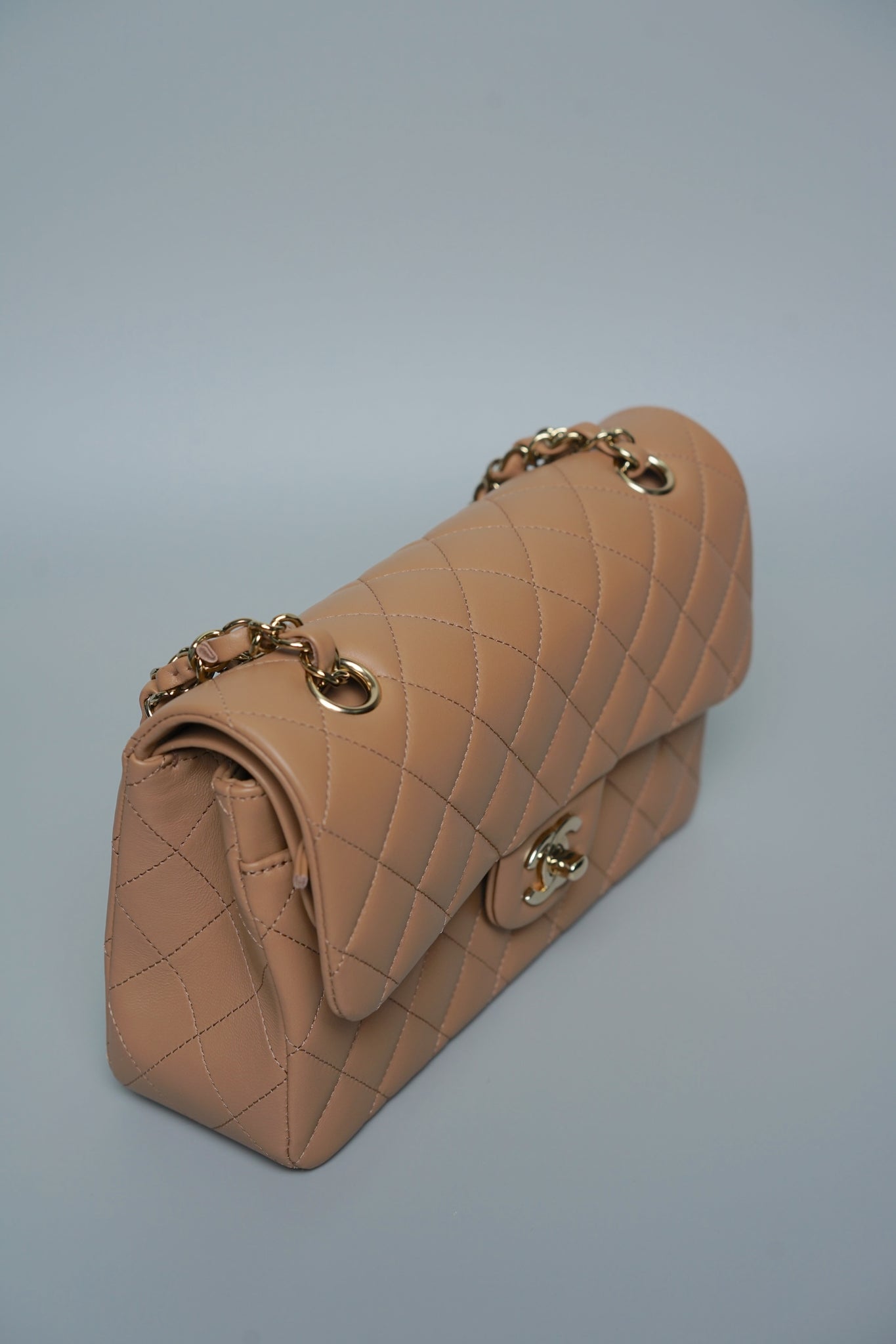 Chanel Small Classic Double Flap in Beige Lambskin Lghw (Brand New)