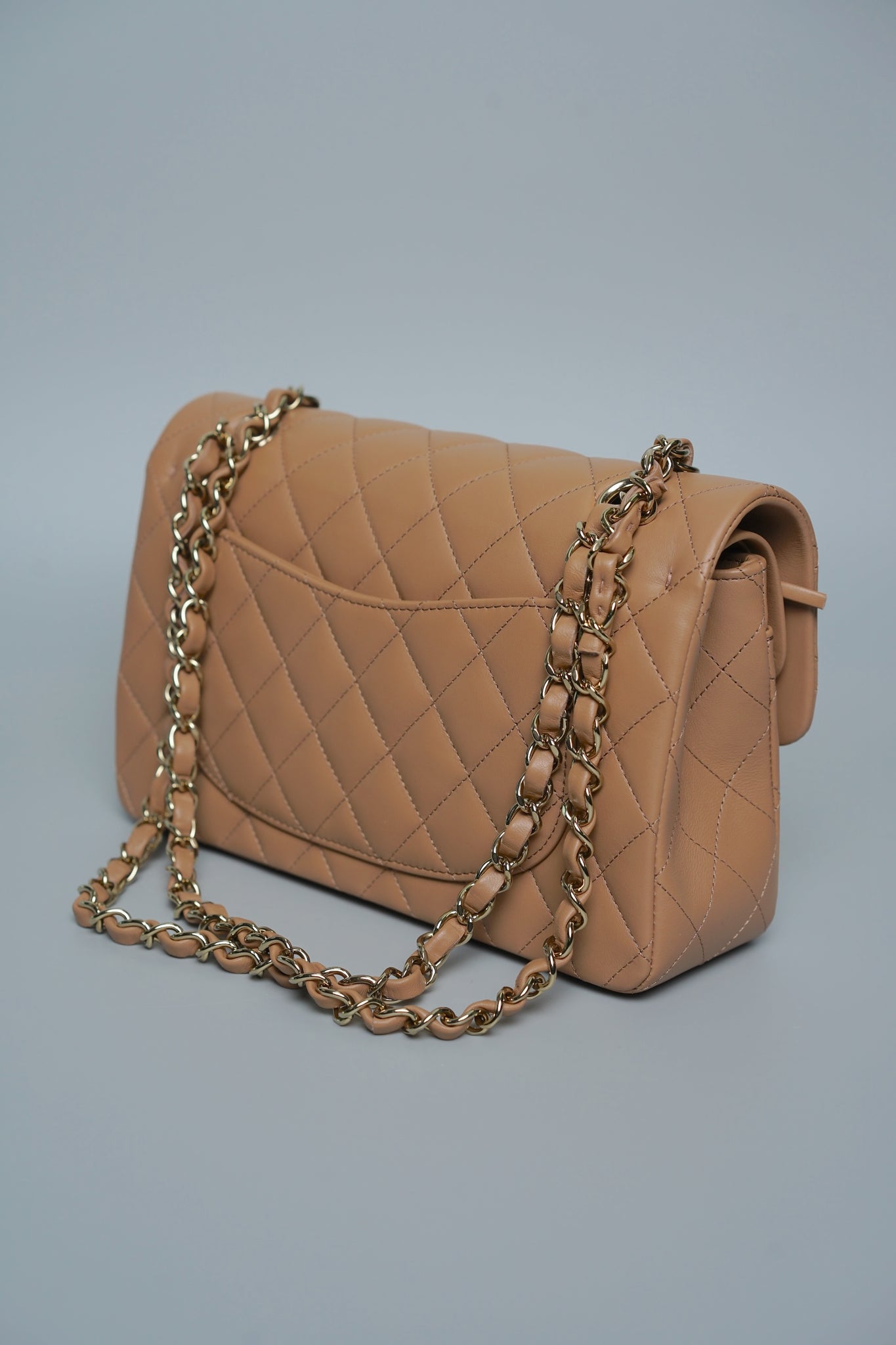 Chanel Small Classic Double Flap in Beige Lambskin Lghw (Brand New)