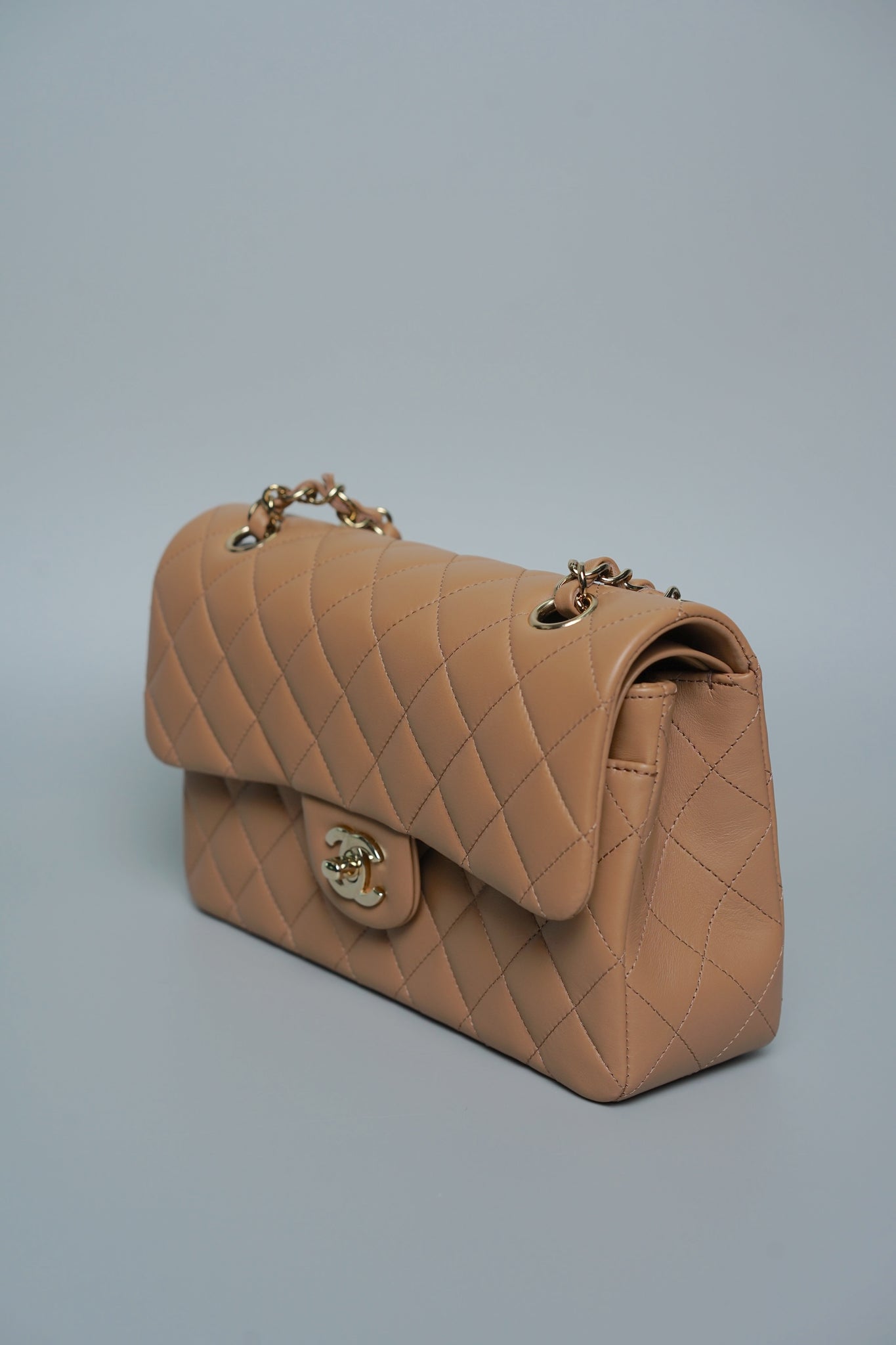 Chanel Small Classic Double Flap in Beige Lambskin Lghw (Brand New)