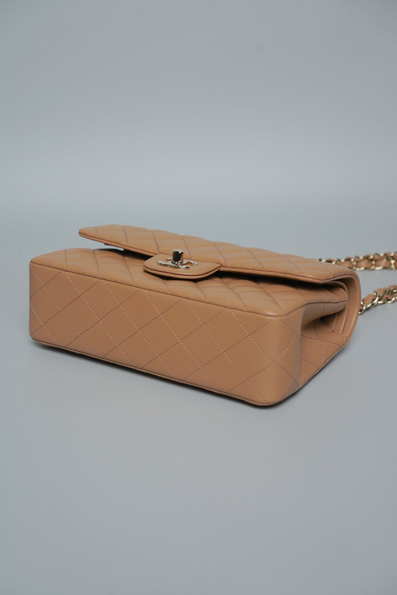 Chanel Small Classic Double Flap in Beige Lambskin Lghw (Brand New)