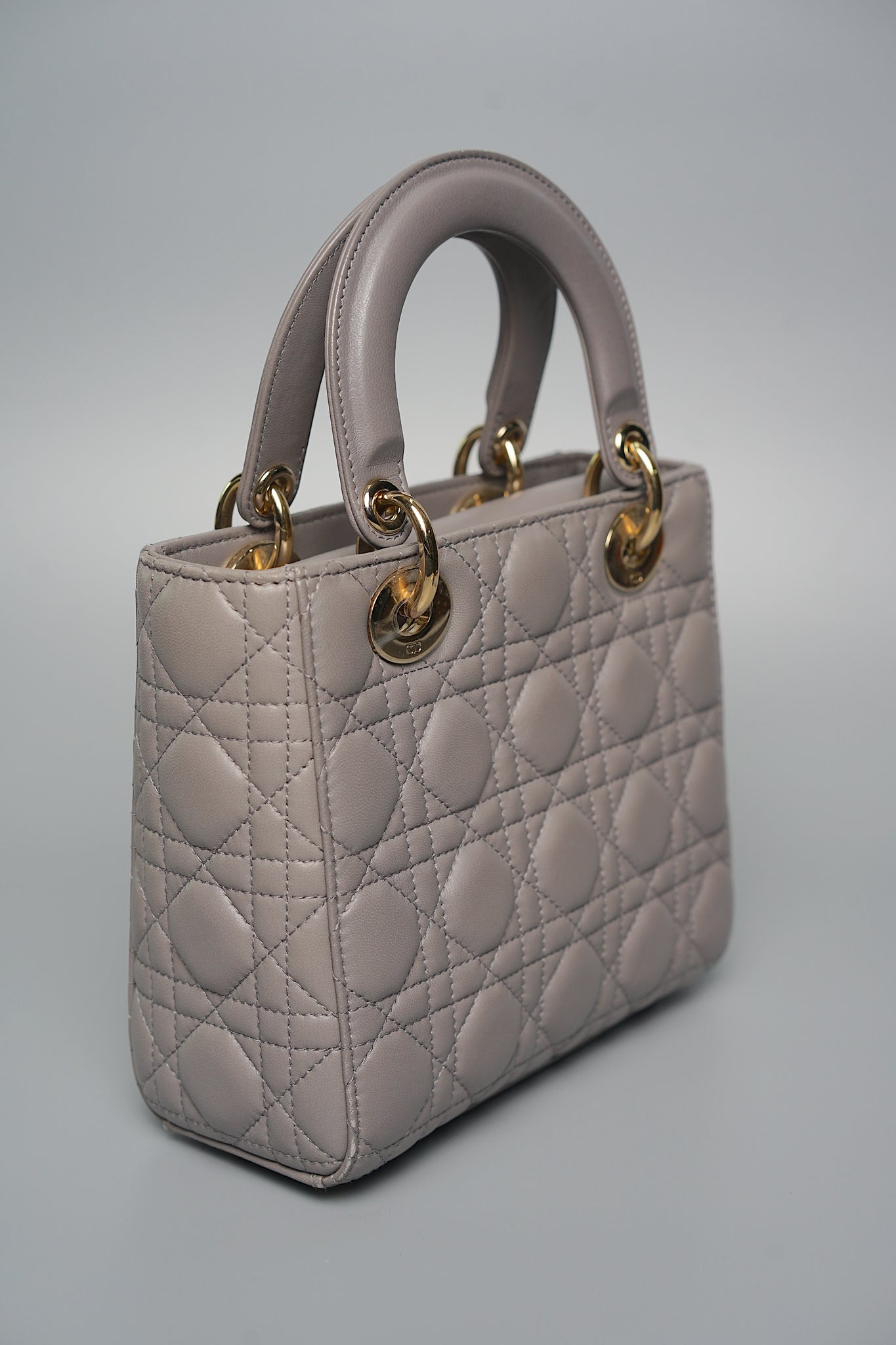Small Lady Dior My ABCDior in Stone Gray Cannage Lambskin Lghw