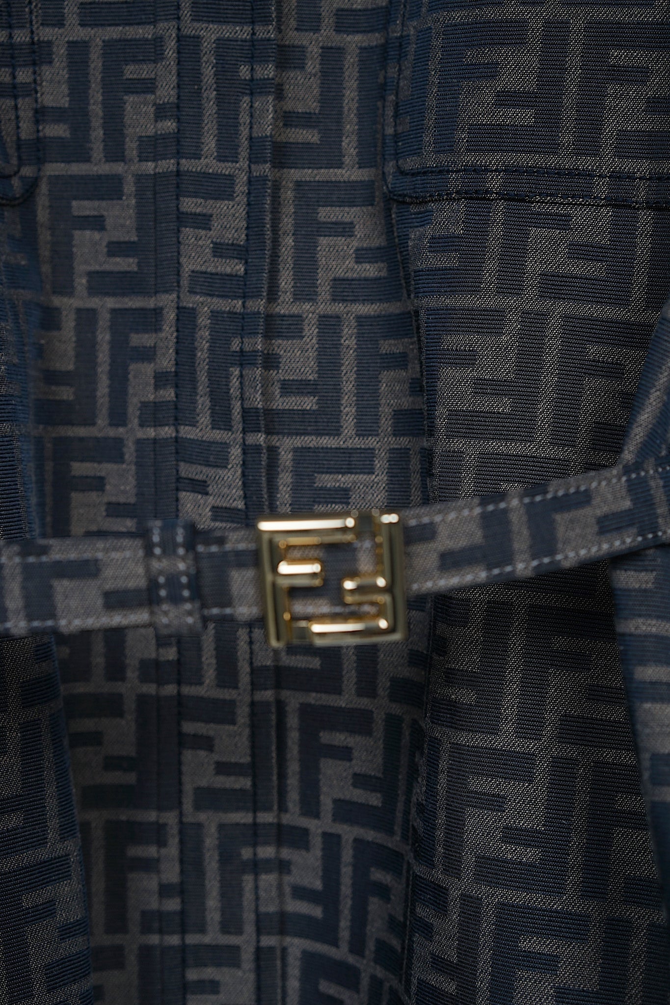 Fendi Go-To FF-Jacquard Belted Canvas Jacket in Brown Black Size 34 (Brand New)