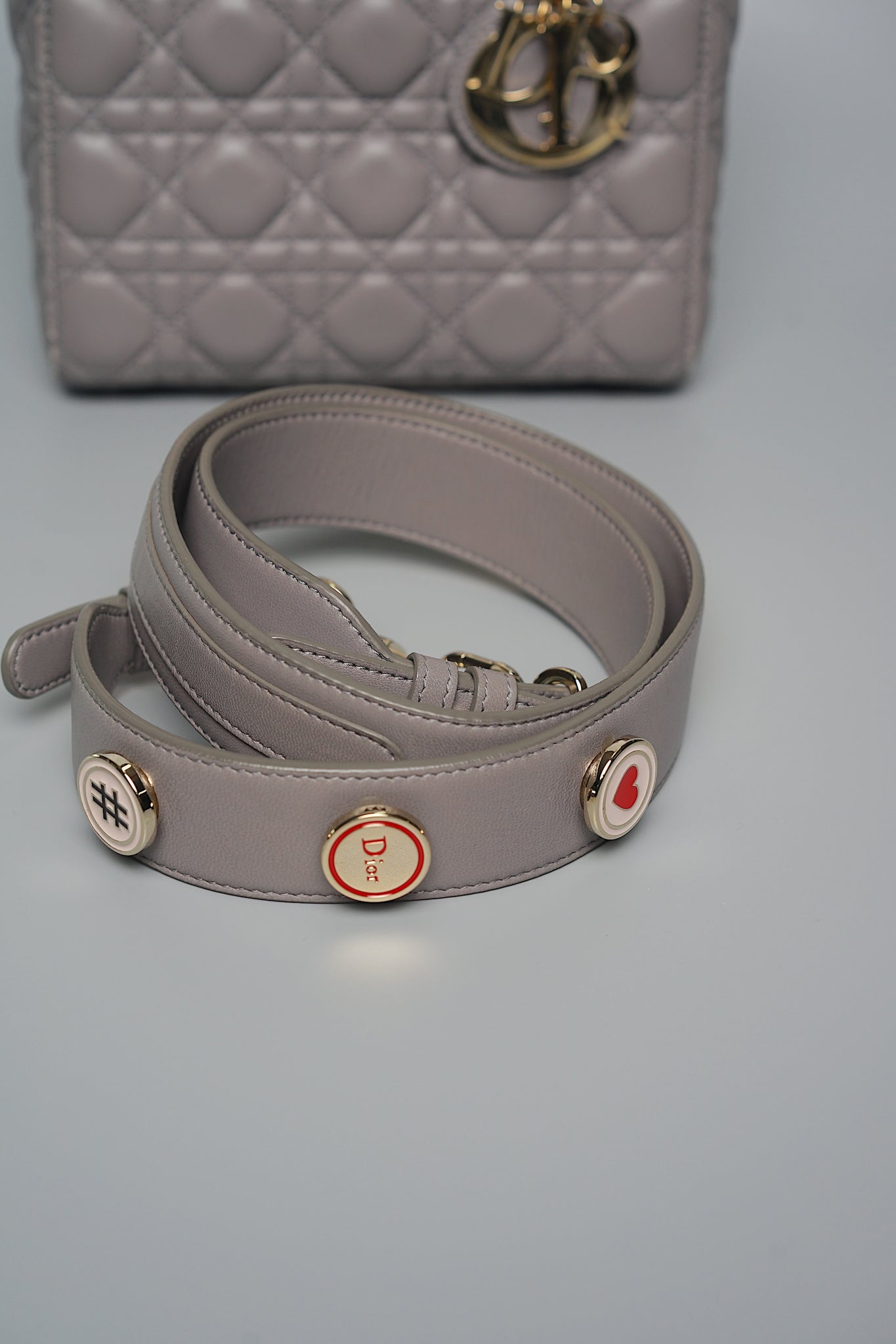 Small Lady Dior My ABCDior in Stone Gray Cannage Lambskin Lghw