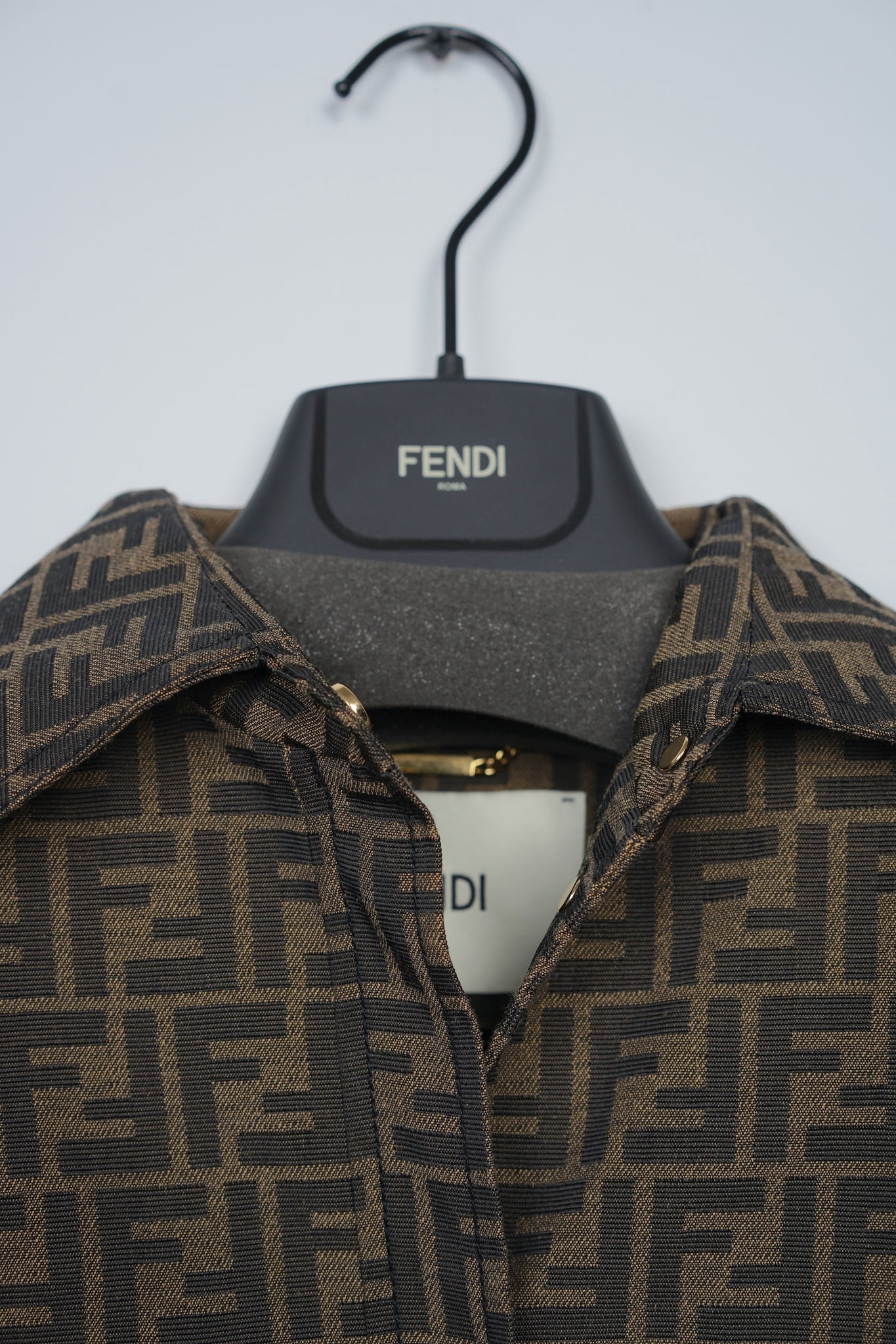 Fendi Go-To FF-Jacquard Belted Canvas Jacket in Brown Black Size 34 (Brand New)