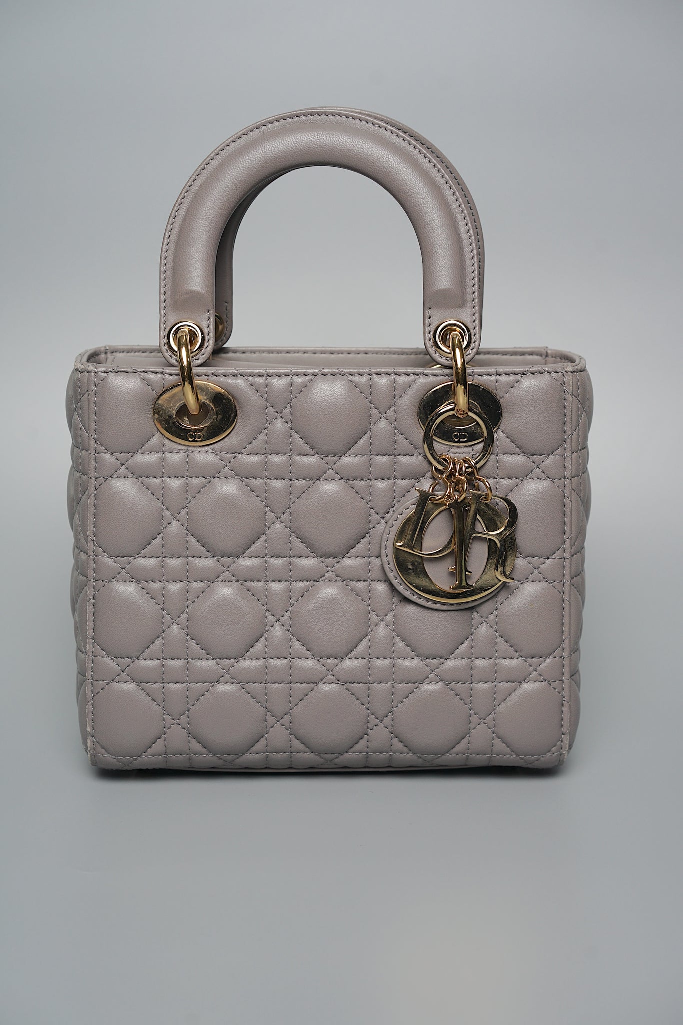 Small Lady Dior My ABCDior in Stone Gray Cannage Lambskin Lghw