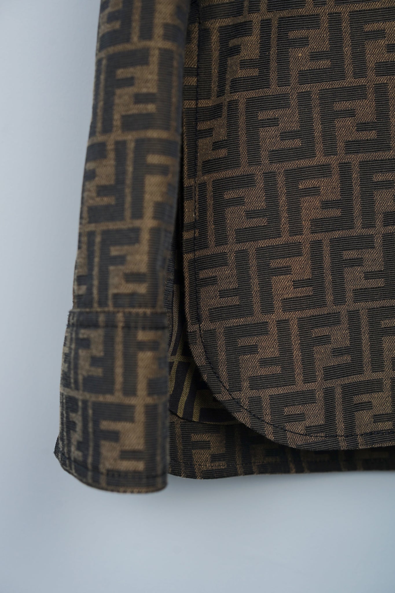 Fendi Go-To FF-Jacquard Belted Canvas Jacket in Brown Black Size 34 (Brand New)