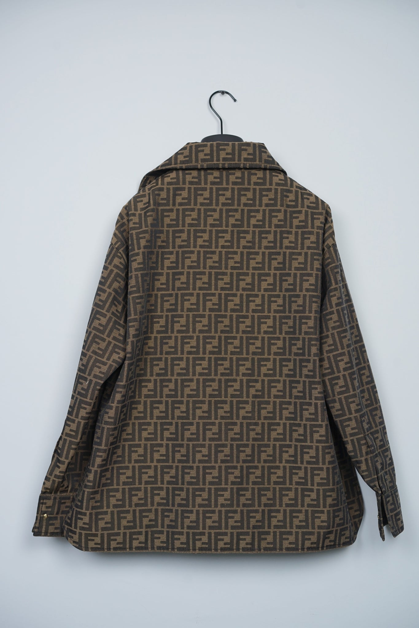 Fendi Go-To FF-Jacquard Belted Canvas Jacket in Brown Black Size 34 (Brand New)