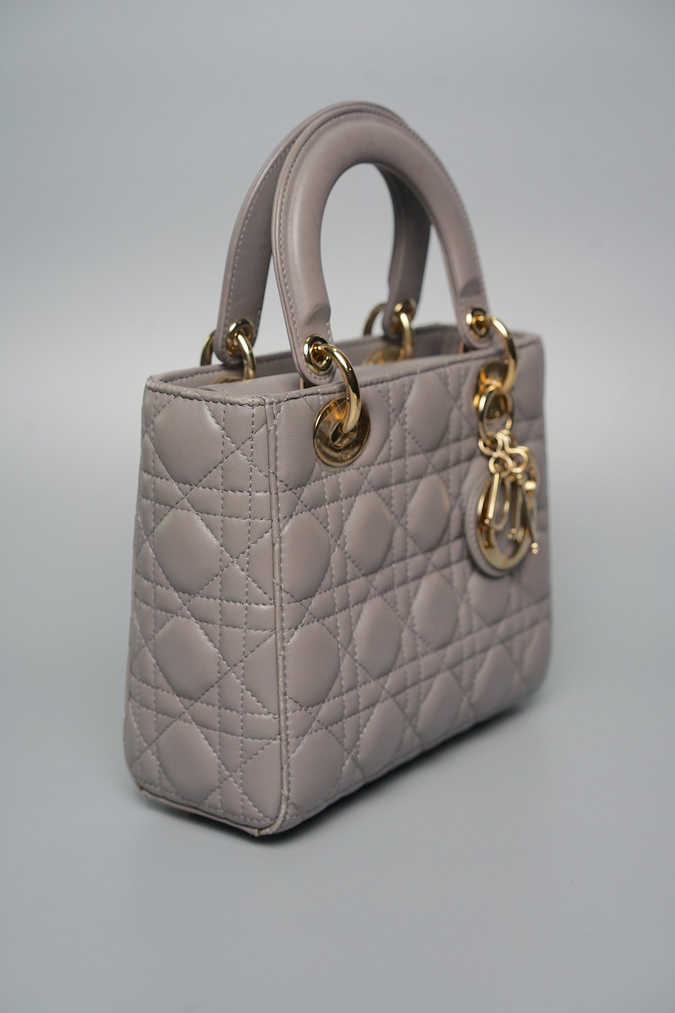 Small Lady Dior My ABCDior in Stone Gray Cannage Lambskin Lghw