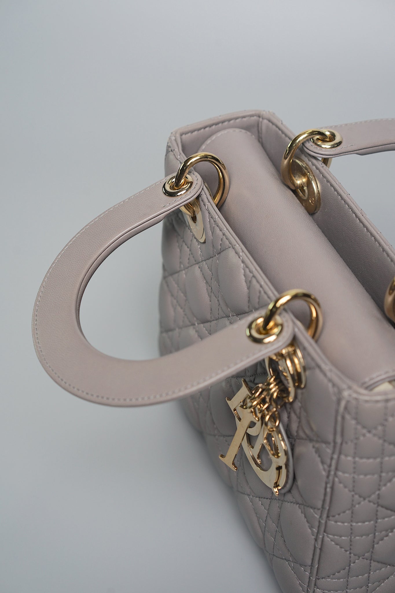 Small Lady Dior My ABCDior in Stone Gray Cannage Lambskin Lghw