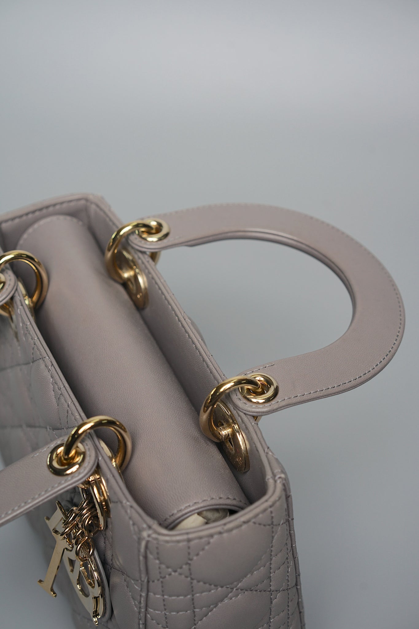 Small Lady Dior My ABCDior in Stone Gray Cannage Lambskin Lghw