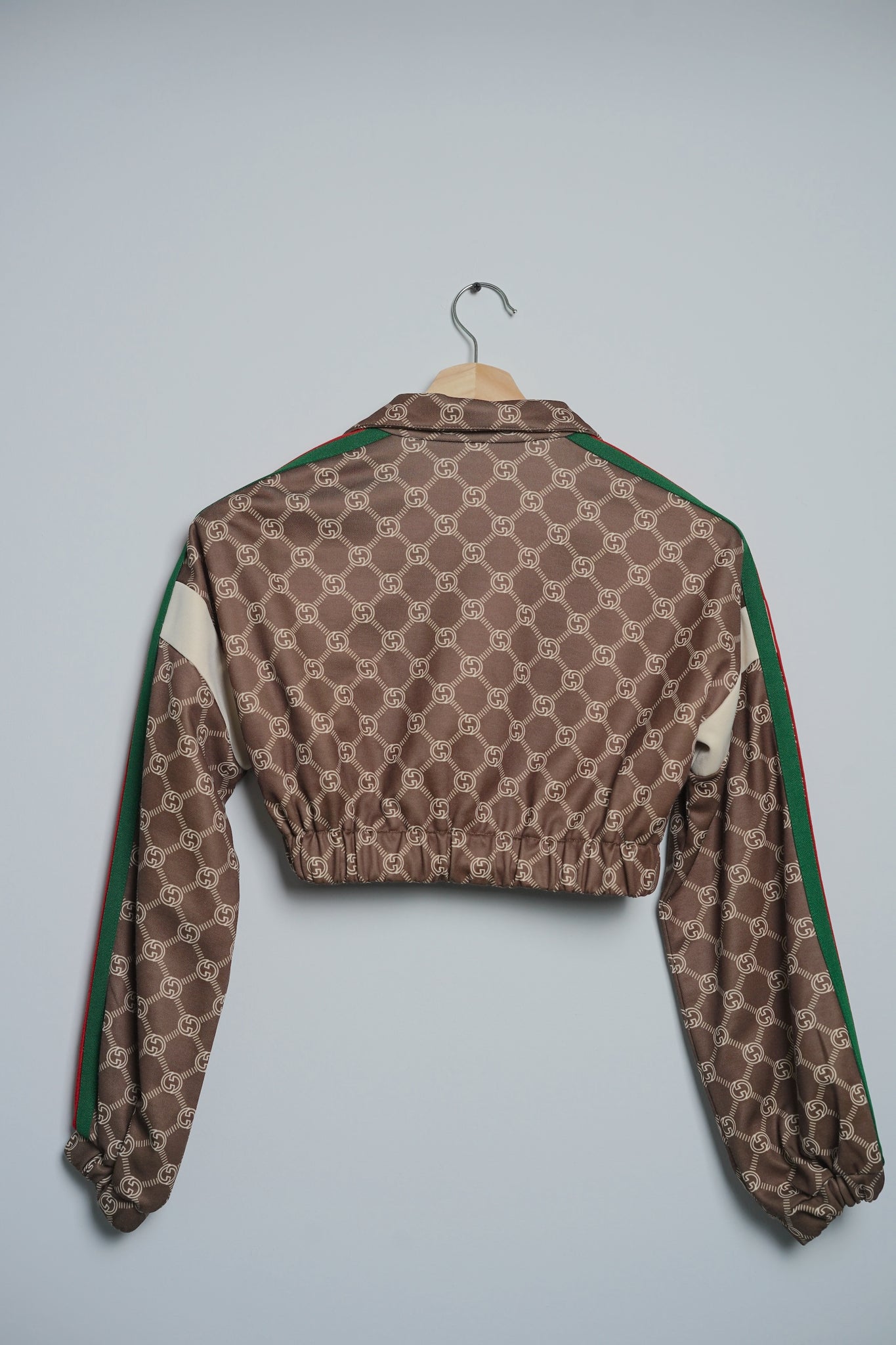 Gucci Interlocking G Zipper Jacket in Olive Green/Ivory Size XXS