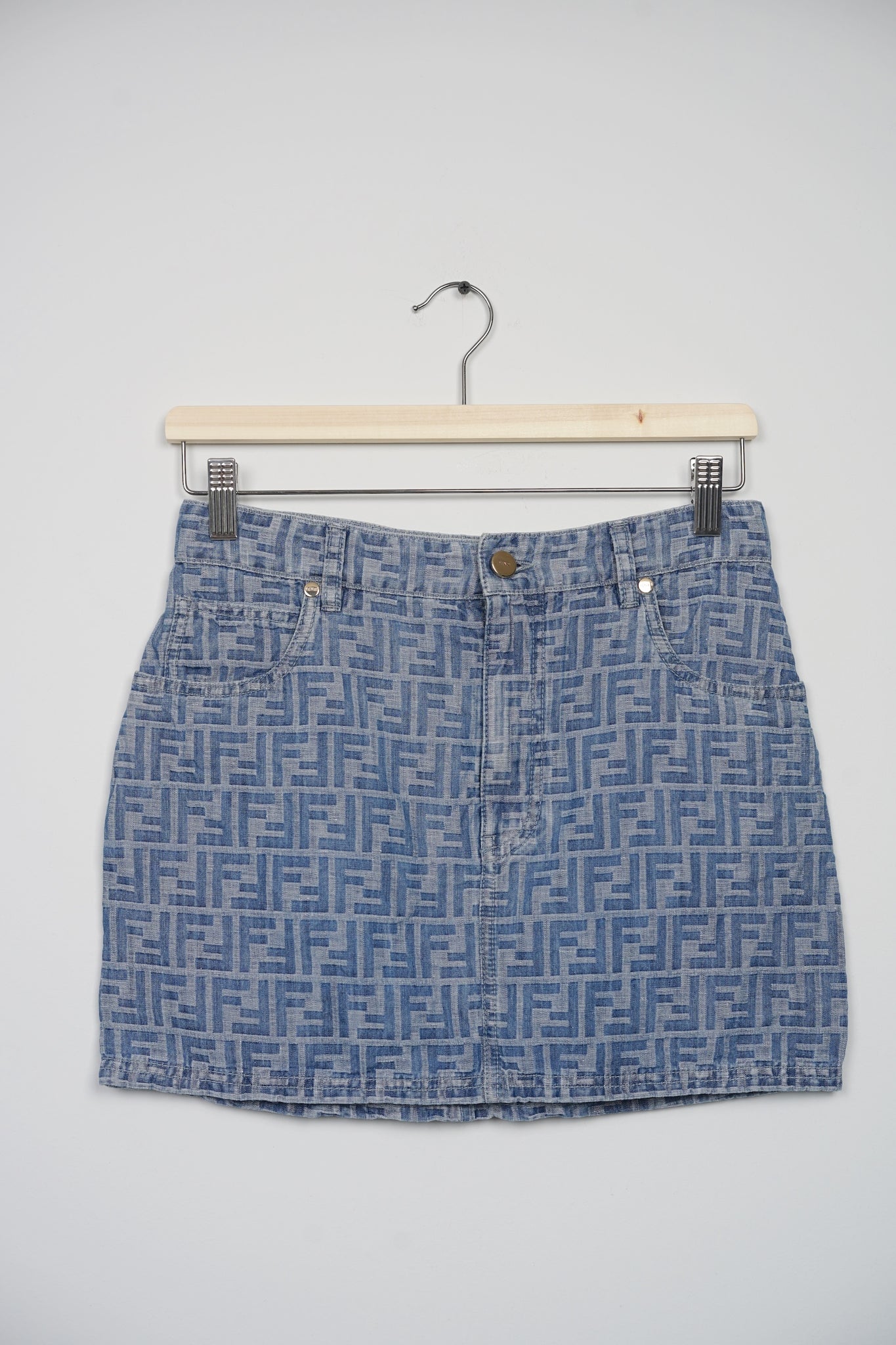 Fendi FF-Motif Mini Skirt in Blue Size 38