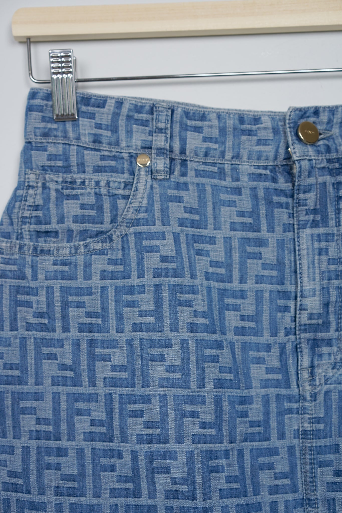 Fendi FF-Motif Mini Skirt in Blue Size 38