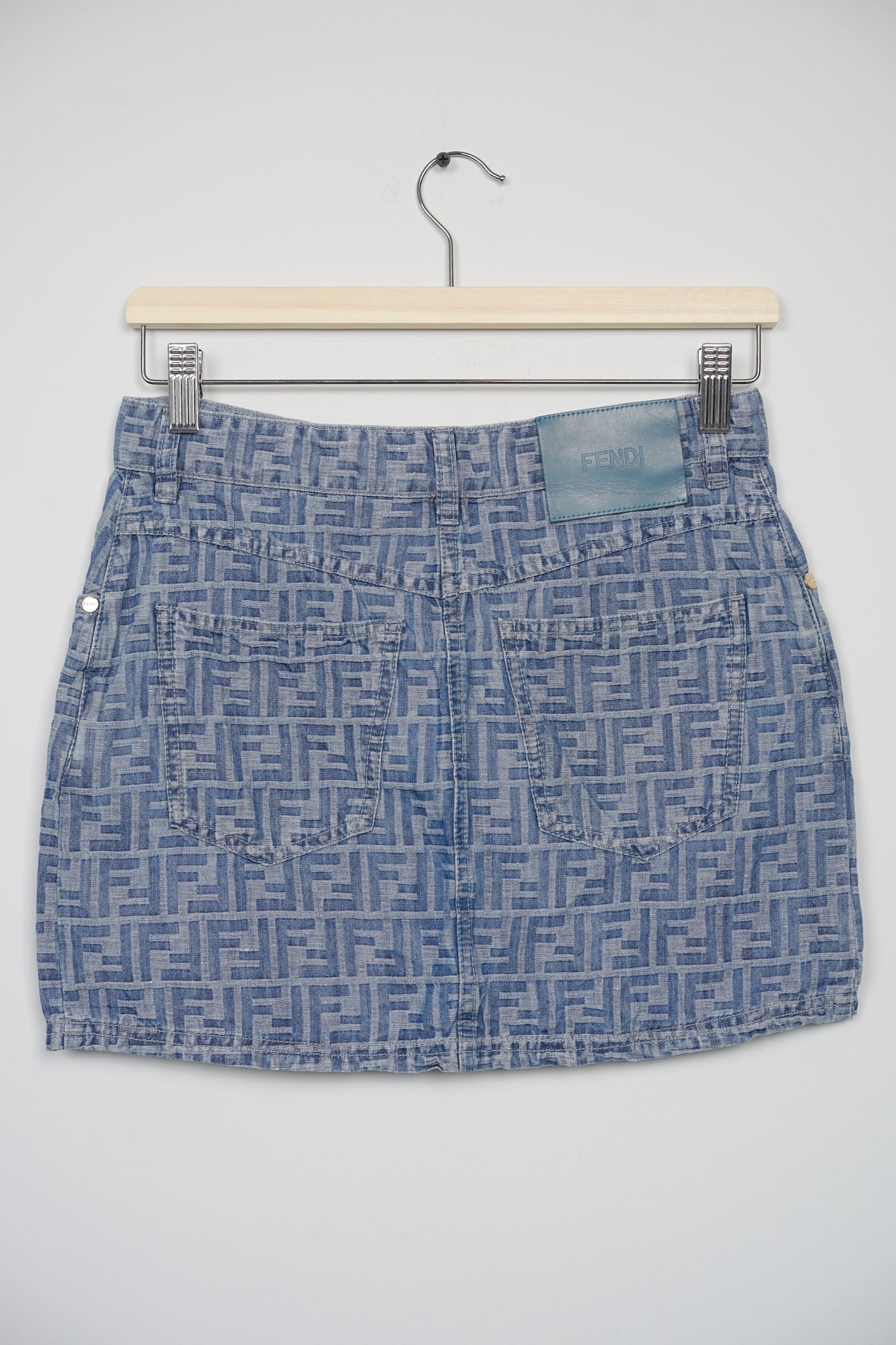Fendi FF-Motif Mini Skirt in Blue Size 38