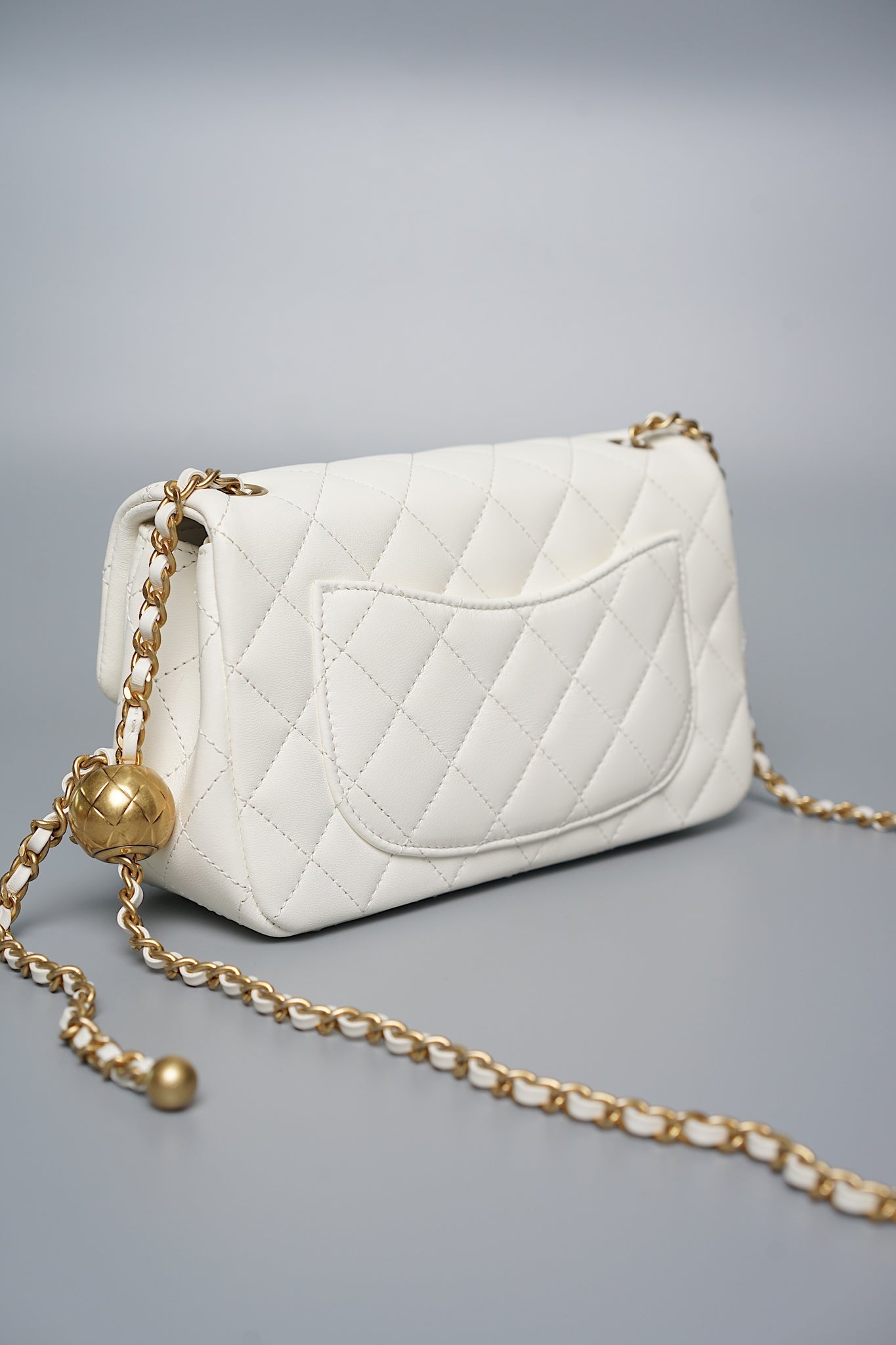 Chanel Mini Rectangular Flap in White Pearl Crush Bghw (Brand New)