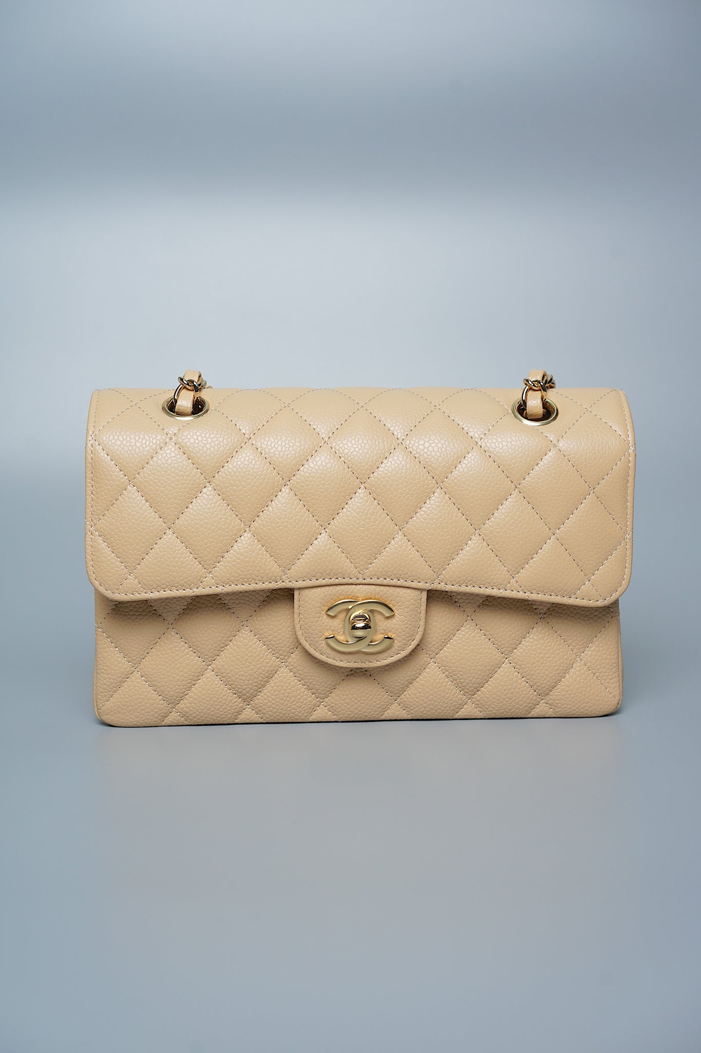 Chanel Classic Double Flap Small Caviar in Beige Ghw (Brand New)