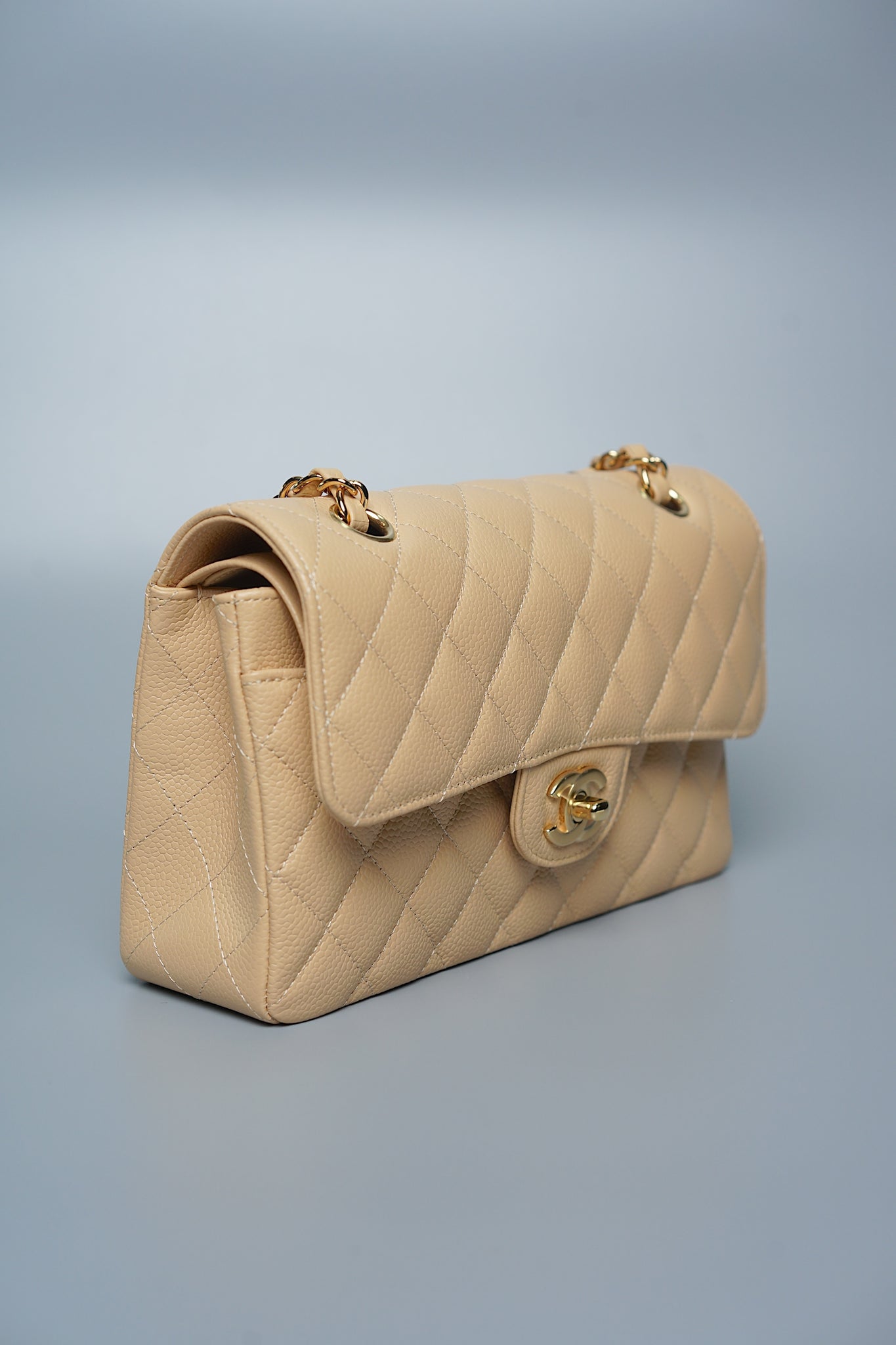 Chanel Classic Double Flap Small Caviar in Beige Ghw (Brand New)