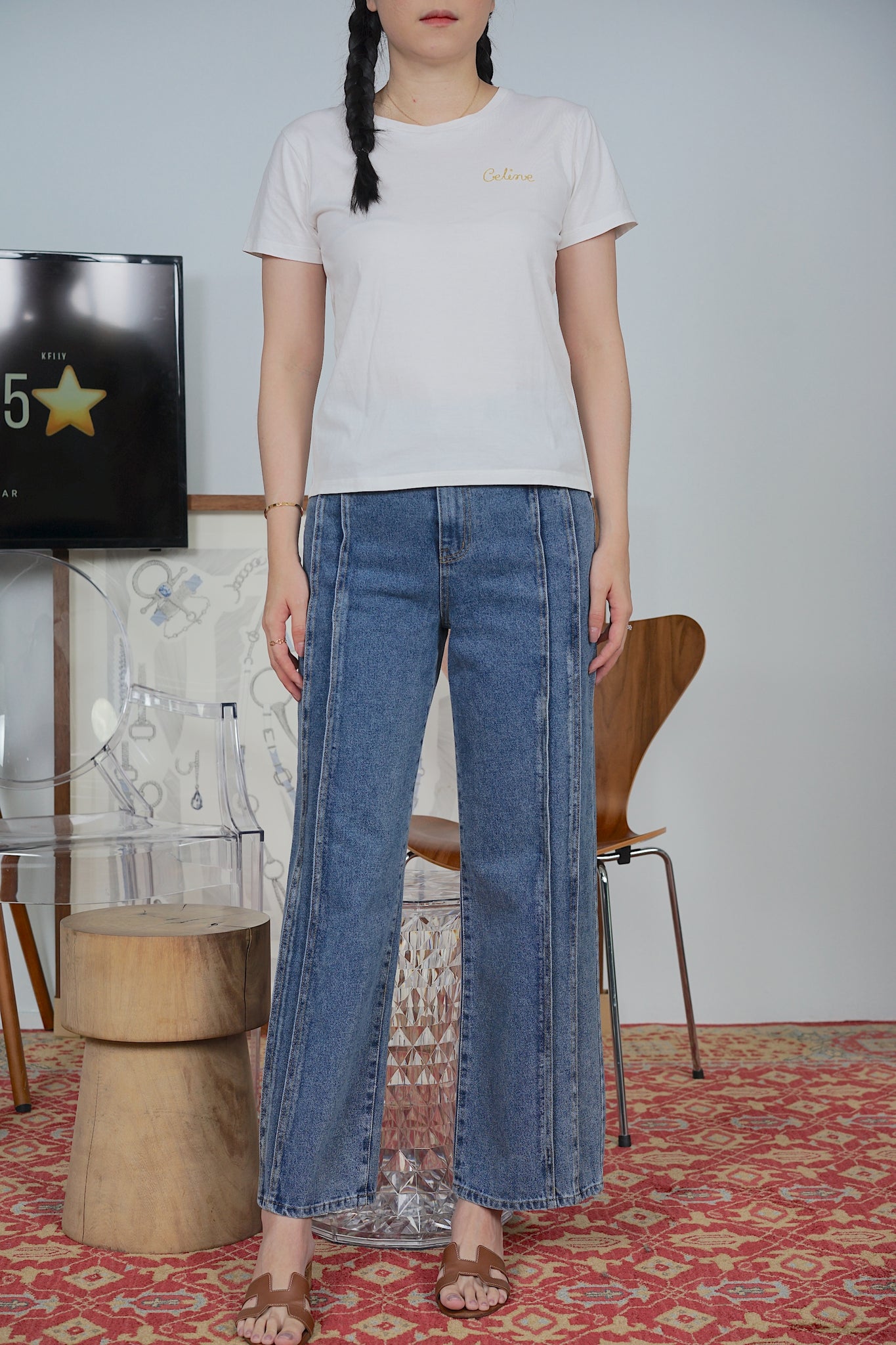 Celine Embroidered T-shirt in Off-White Size M (Brand New)