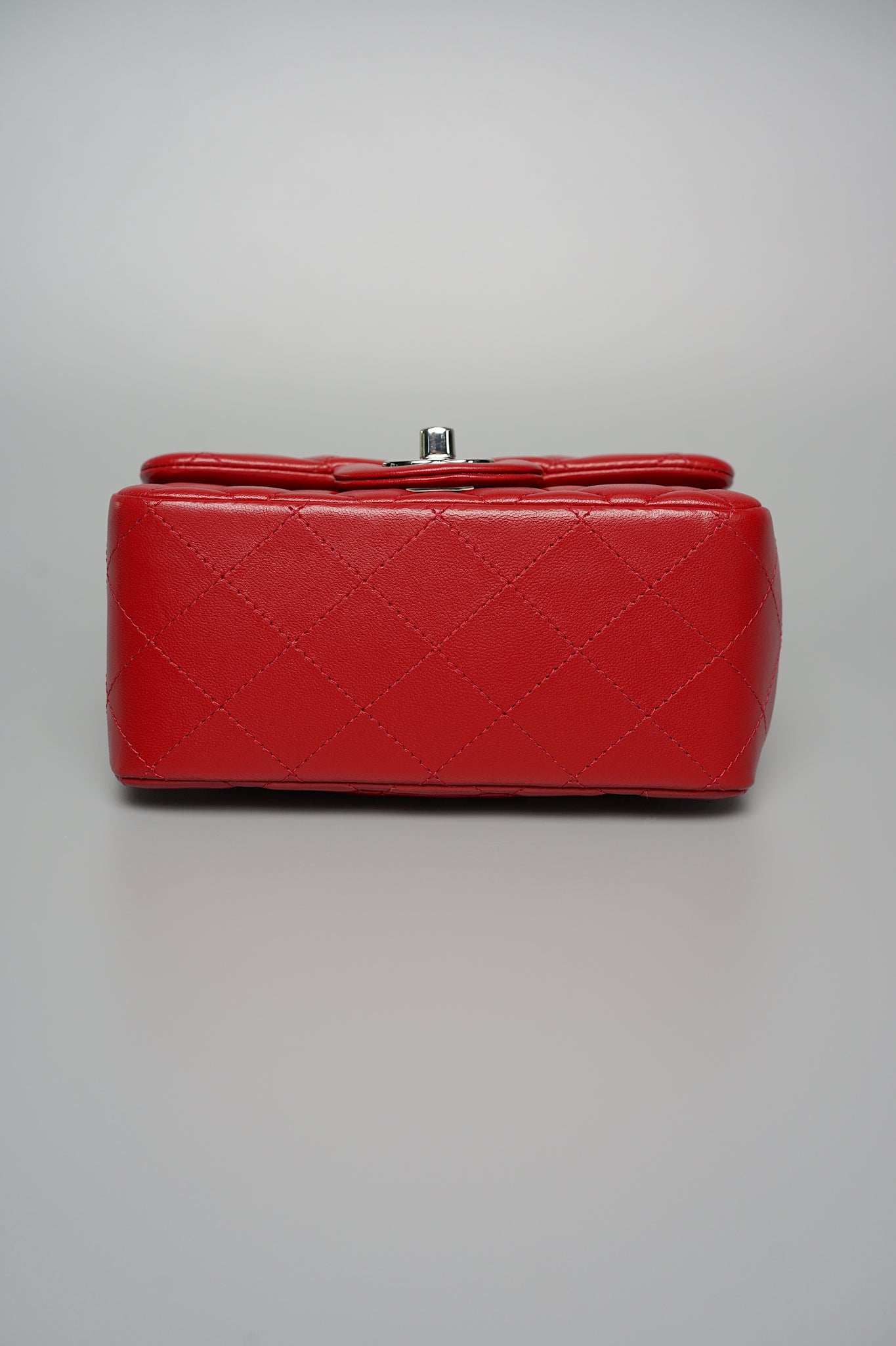 Chanel Classic Mini Square Flap in Red Lambskin Shw