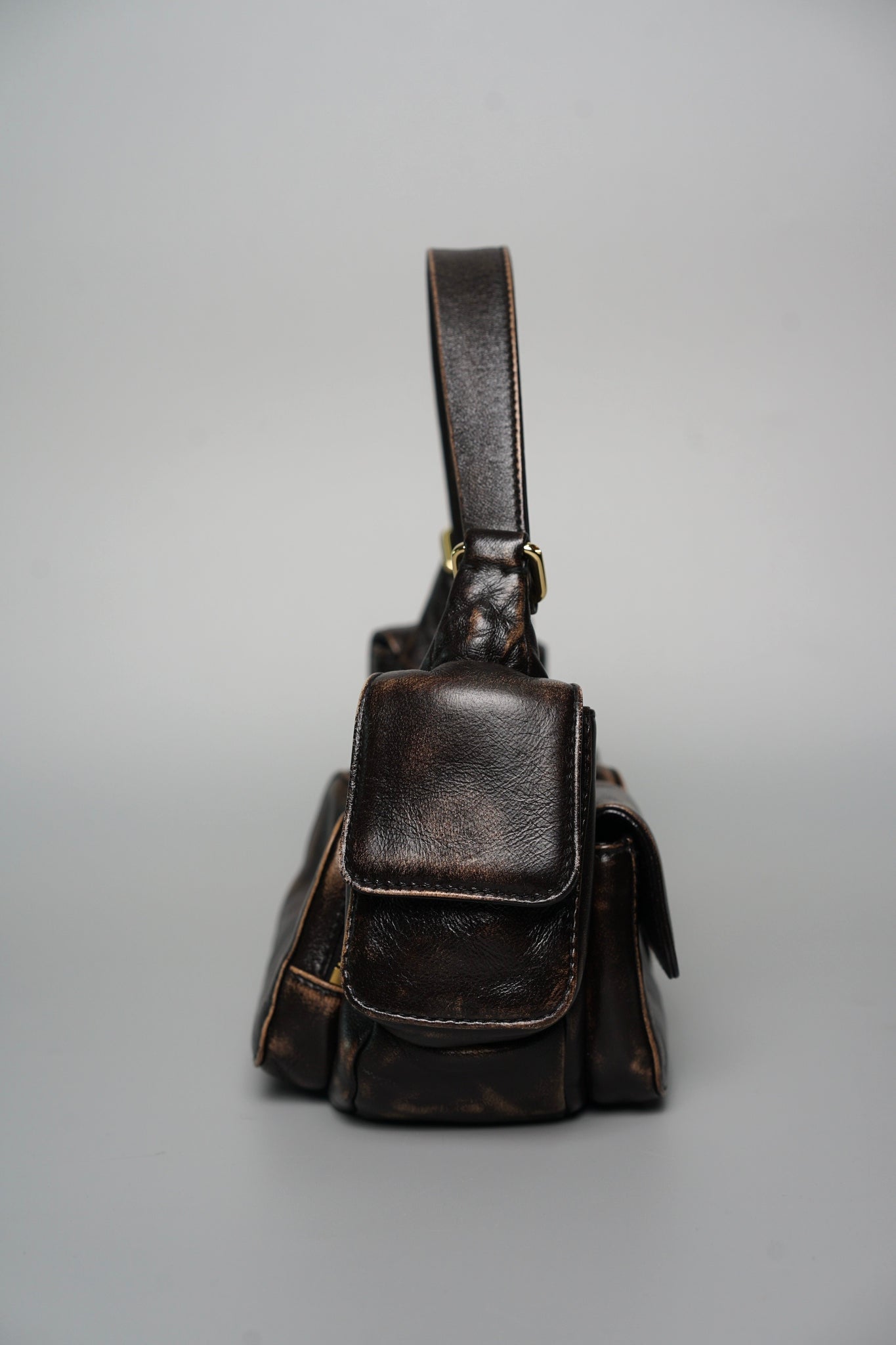 Miu Miu Nappa Leather Pocket Bag in Coffee Ghw