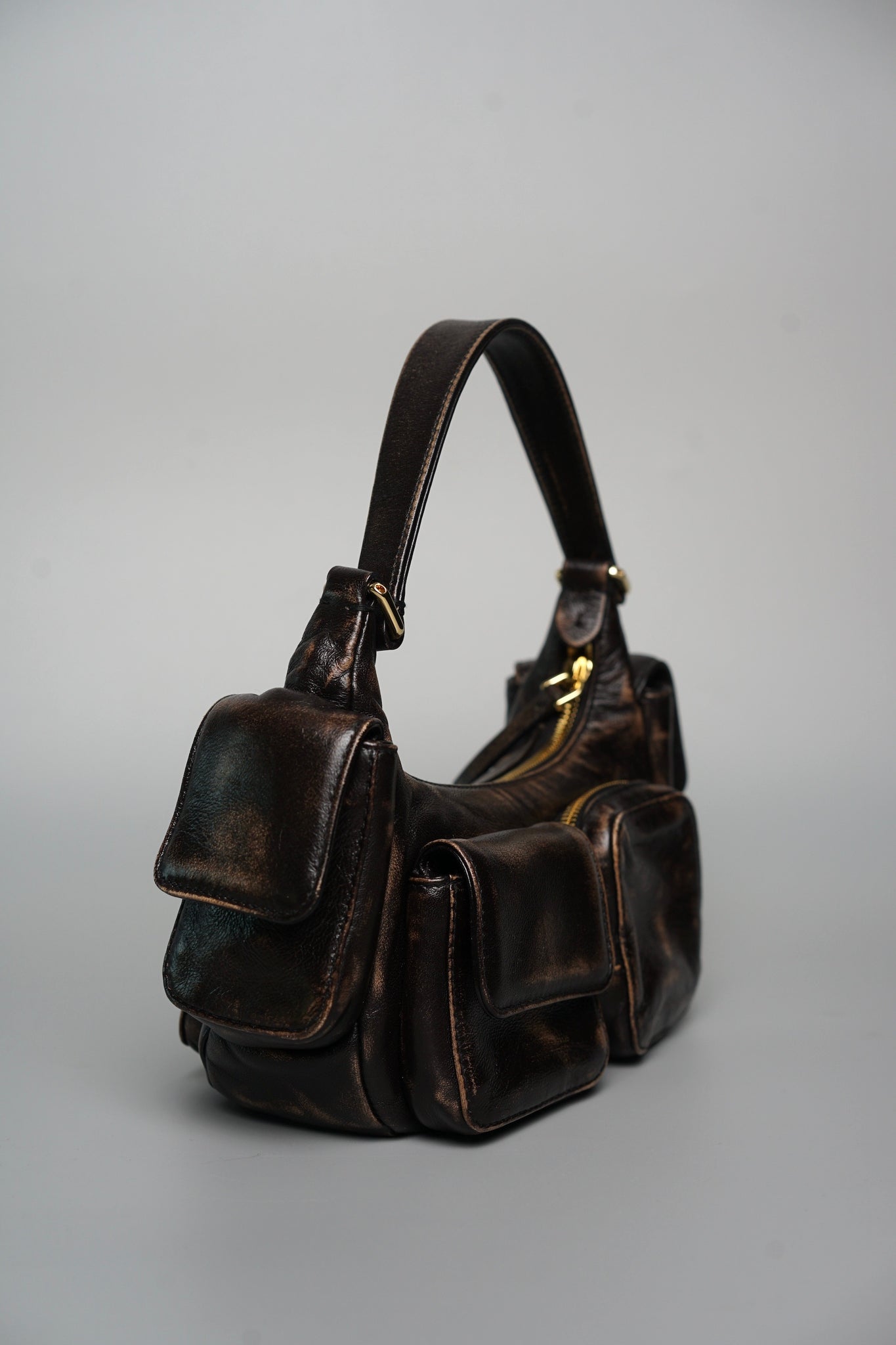 Miu Miu Nappa Leather Pocket Bag in Coffee Ghw