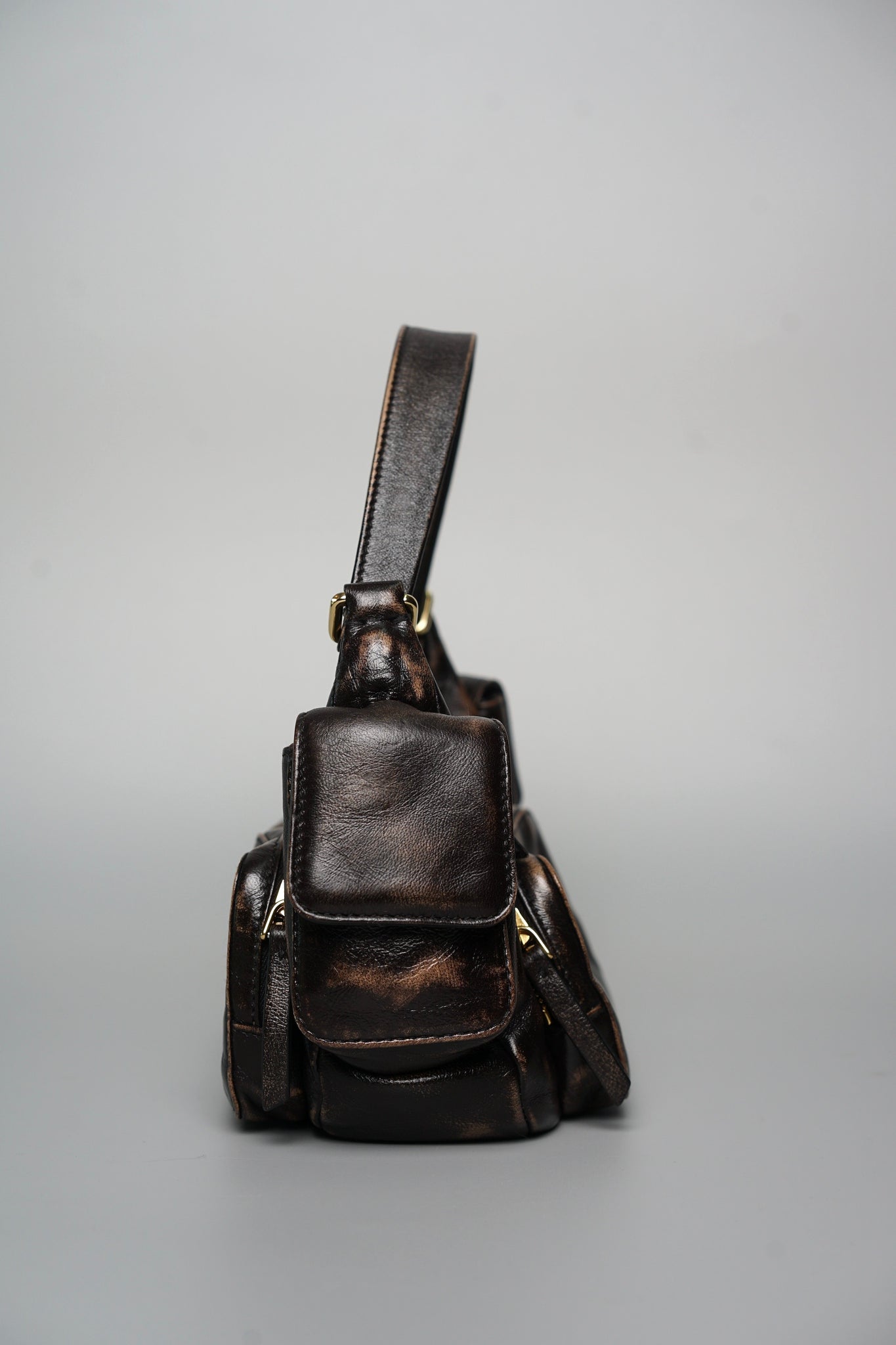 Miu Miu Nappa Leather Pocket Bag in Coffee Ghw