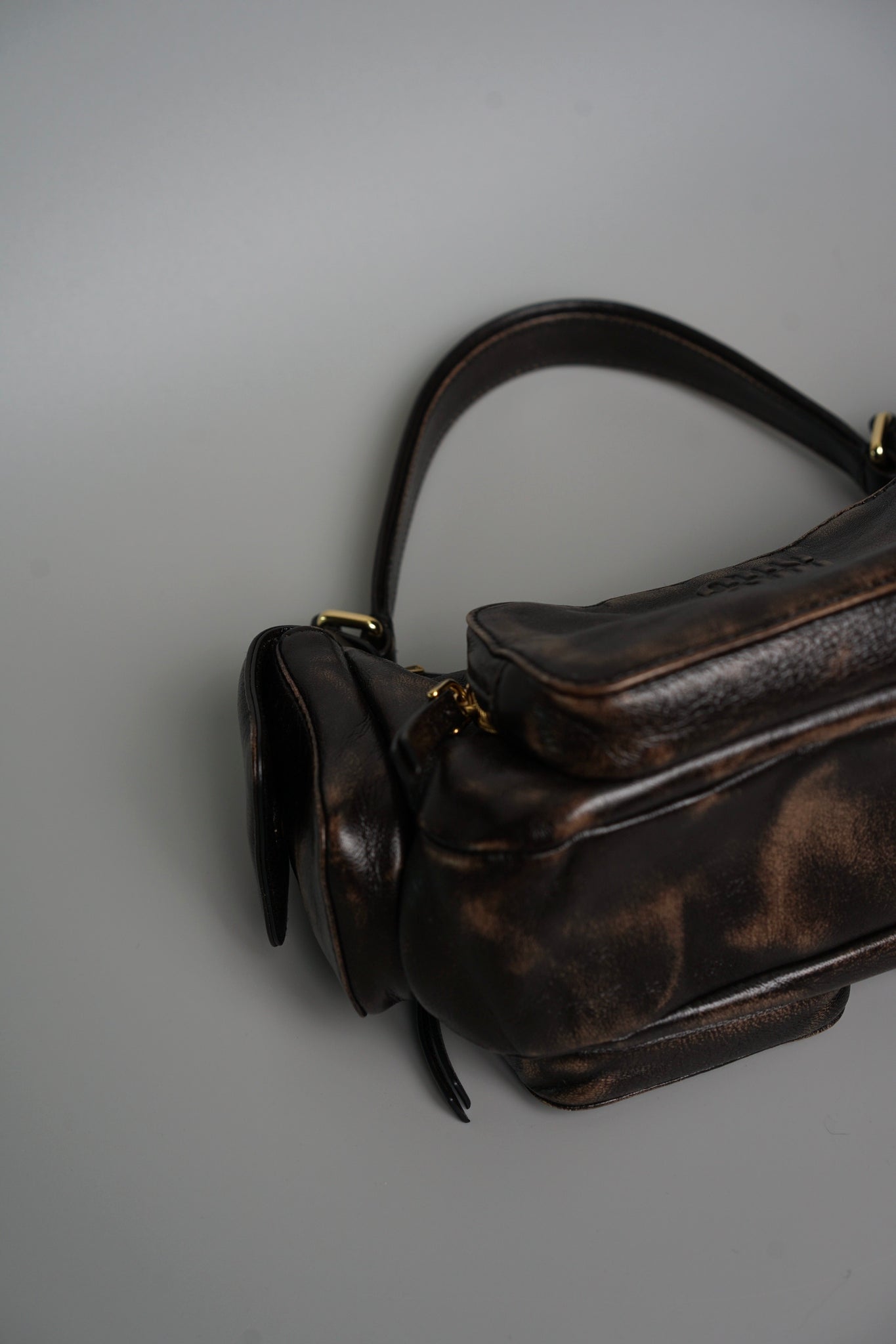Miu Miu Nappa Leather Pocket Bag in Coffee Ghw