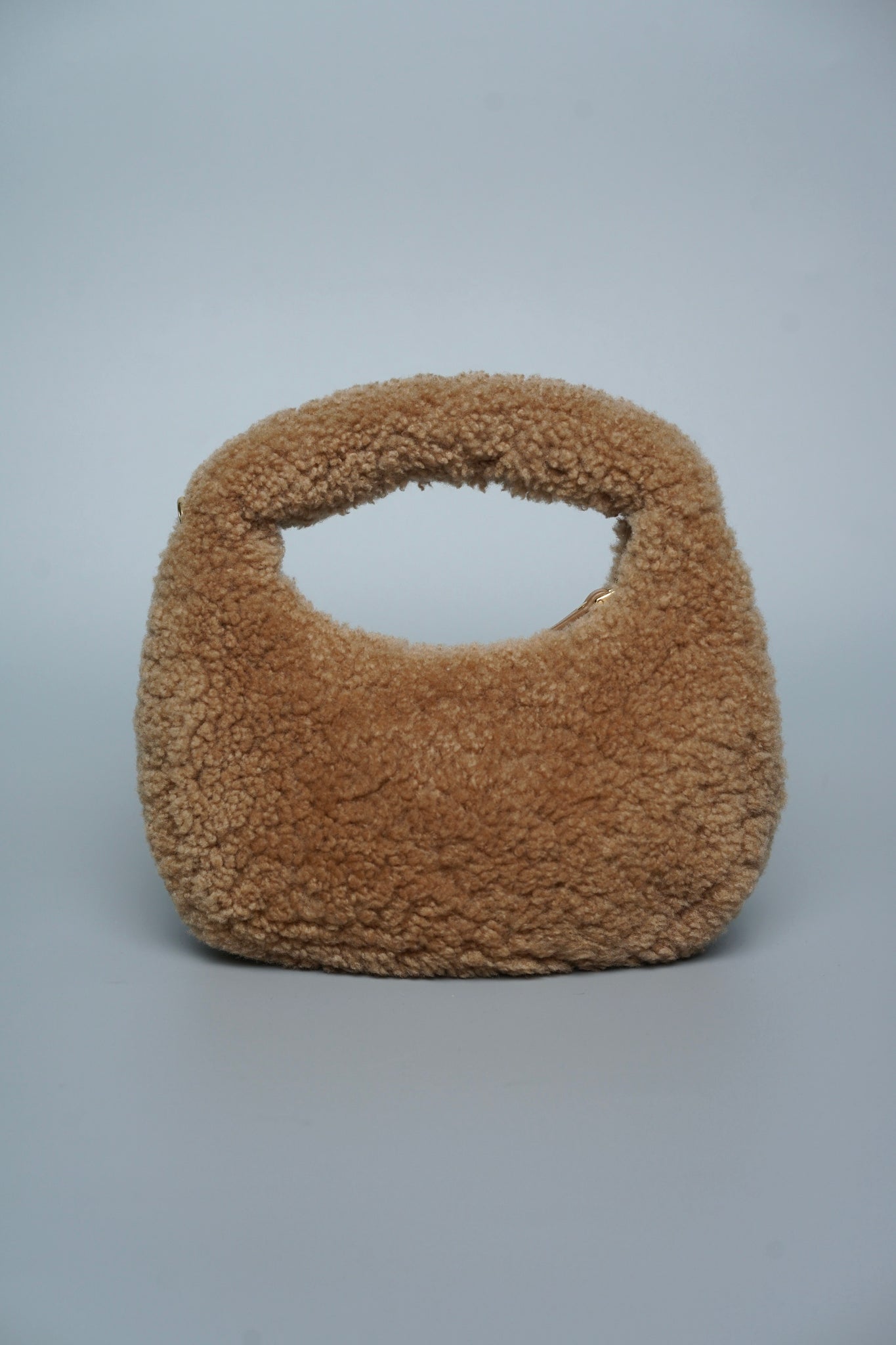 Miu Miu Wander Shearling Hobo Mini Bag in Caramel Lghw