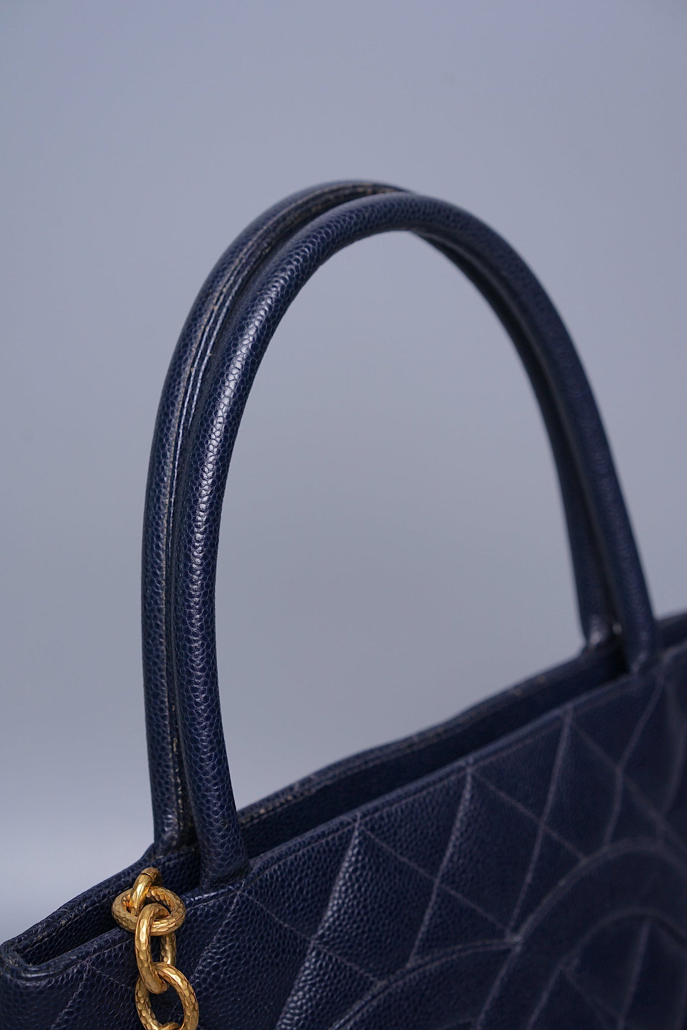 Chanel Quilted Cc Medallion Tote in Navy