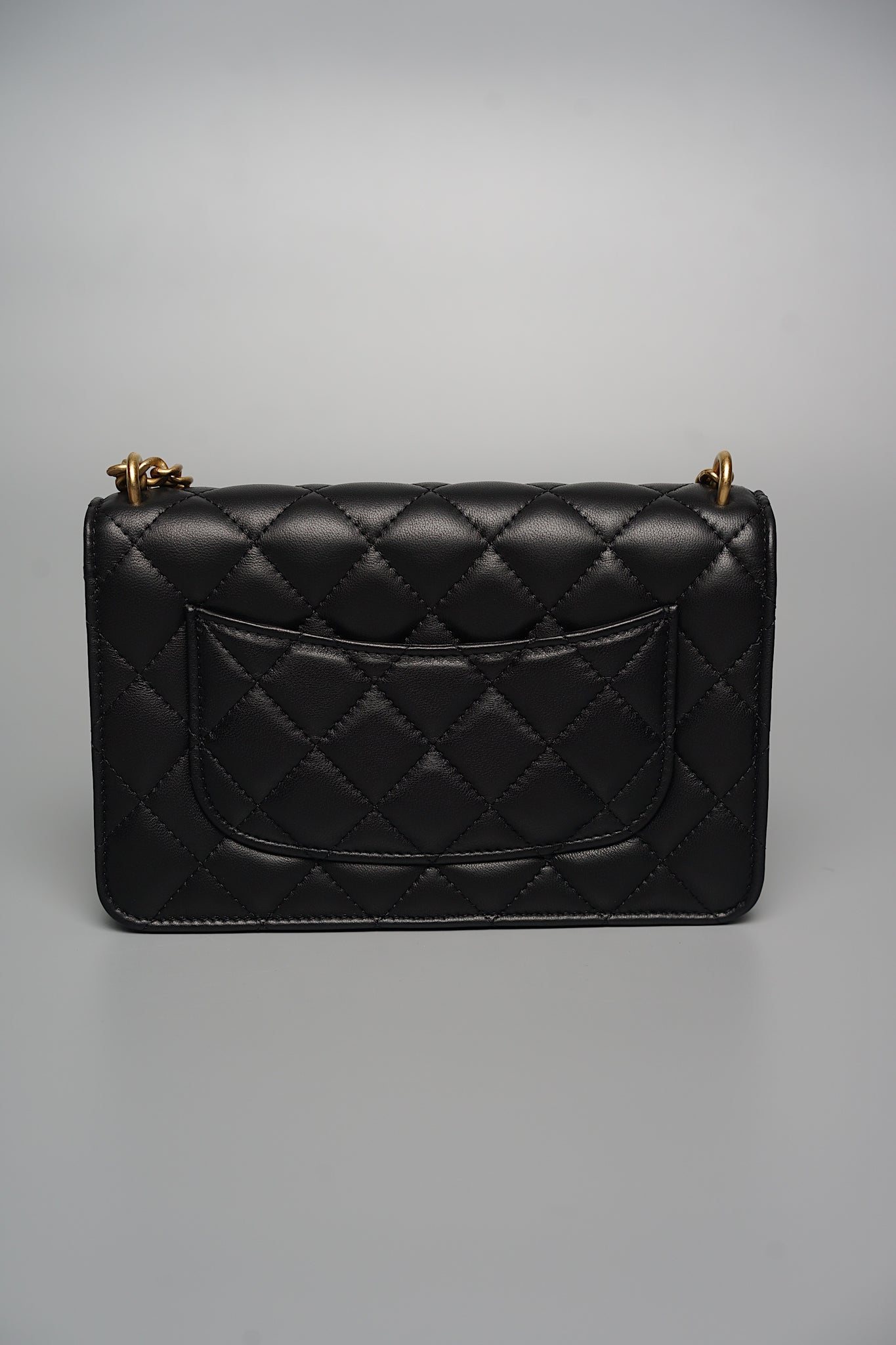 Chanel Camellia Wallet On Chain in Black Lambskin Bghw (Brand New)