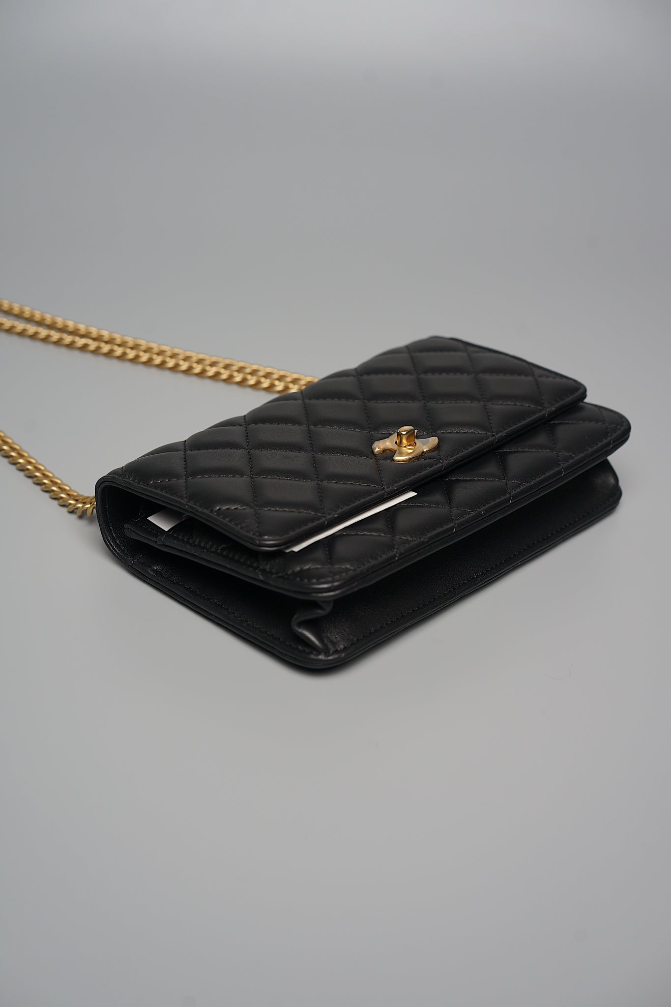 Chanel Camellia Wallet On Chain in Black Lambskin Bghw (Brand New)