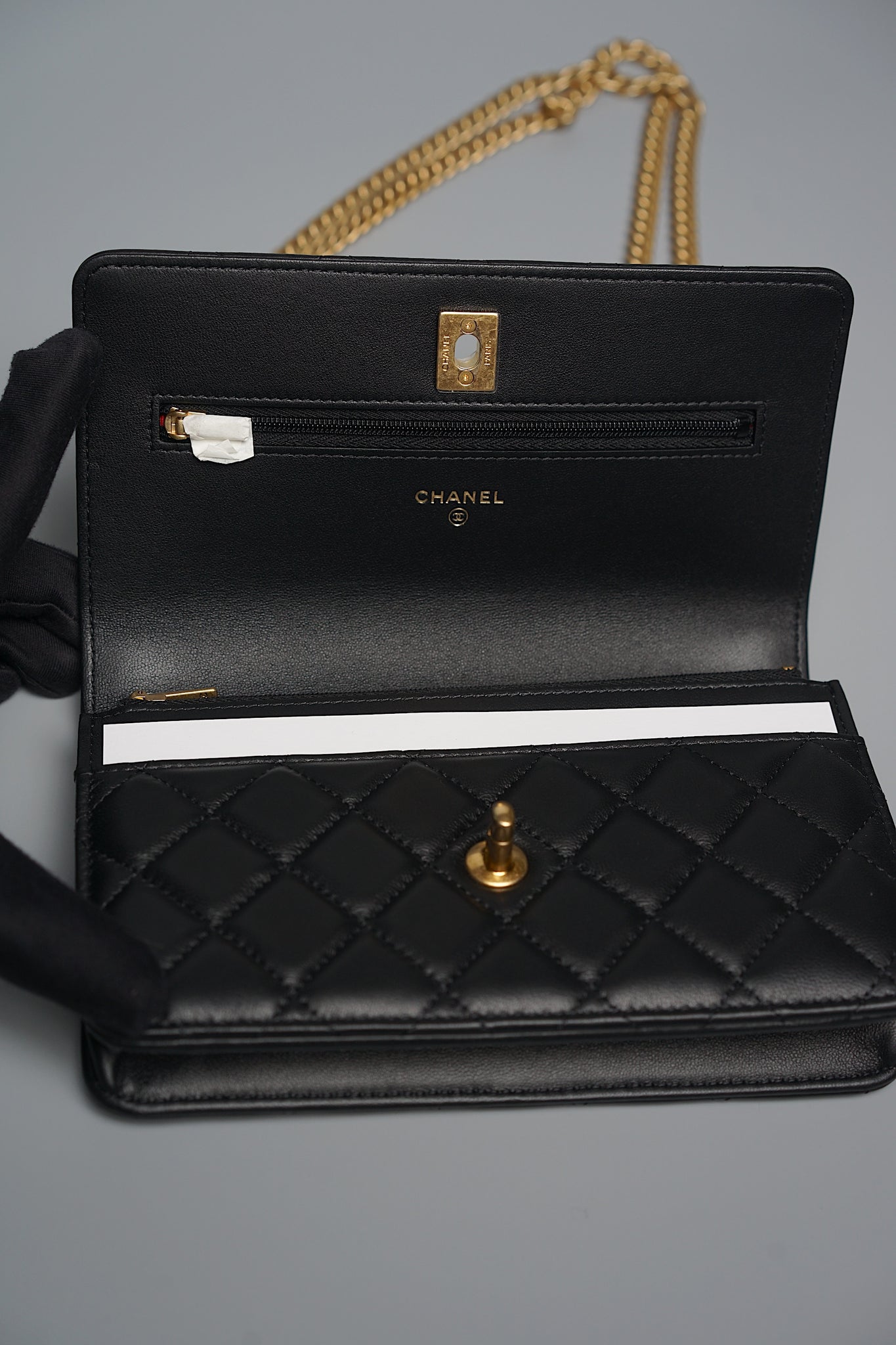 Chanel Camellia Wallet On Chain in Black Lambskin Bghw (Brand New)