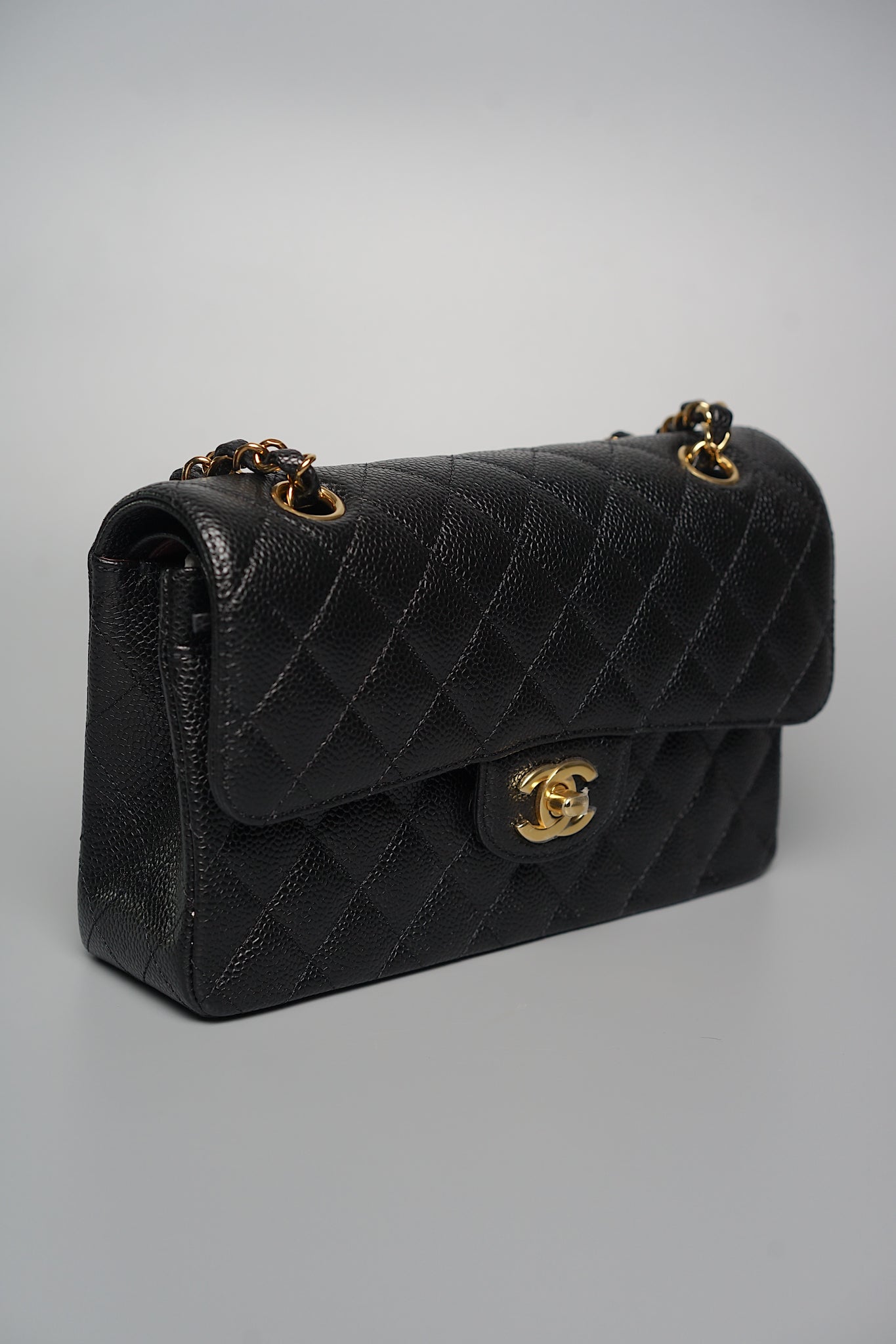 Chanel Small Classic Double Flap in Black Caviar Ghw (Brand New)