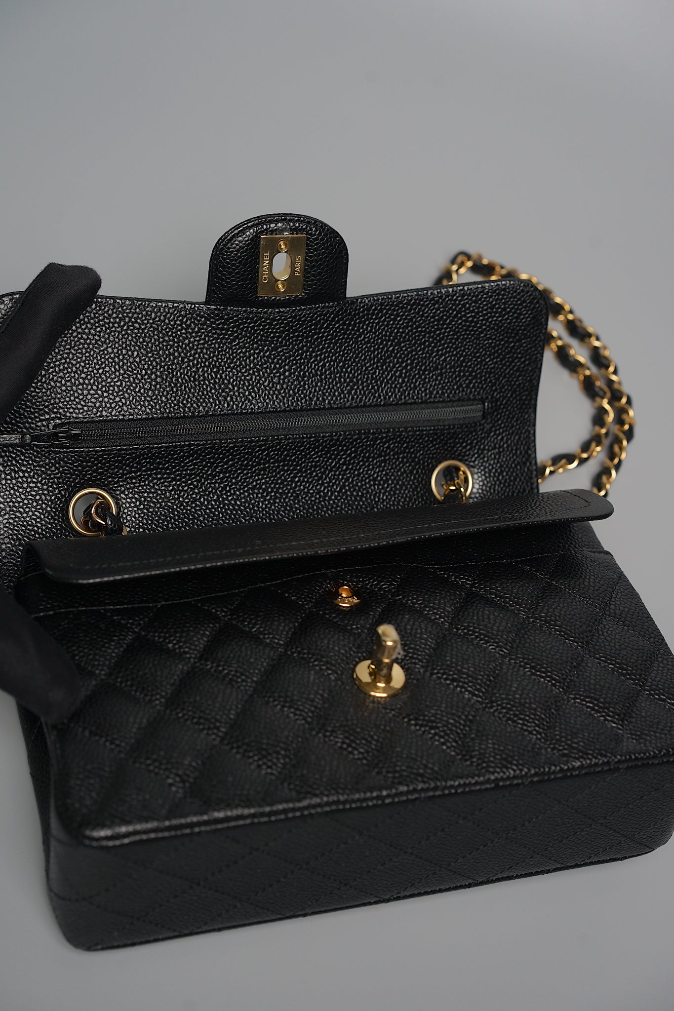 Chanel Small Classic Double Flap in Black Caviar Ghw (Brand New)