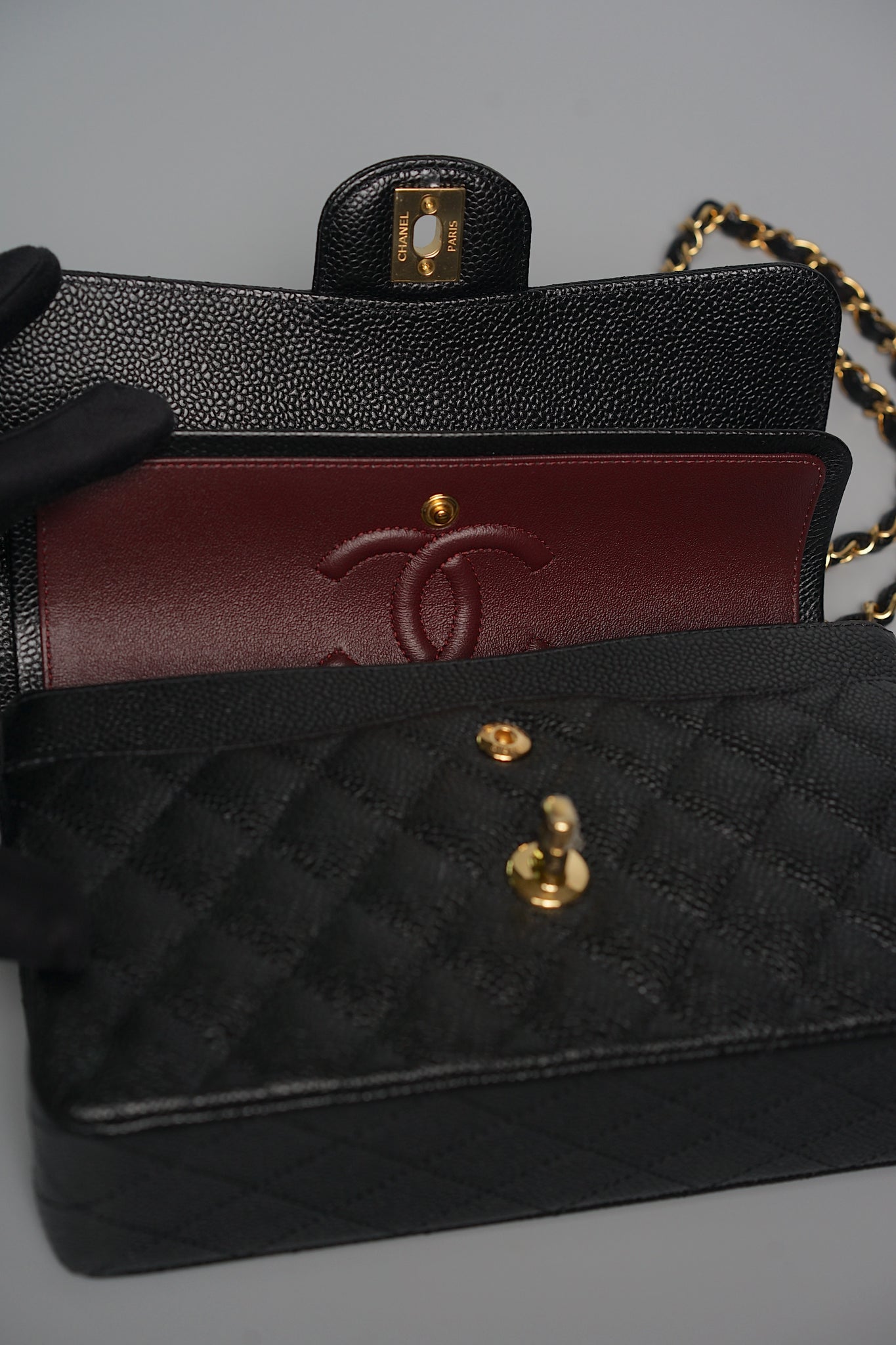 Chanel Small Classic Double Flap in Black Caviar Ghw (Brand New)