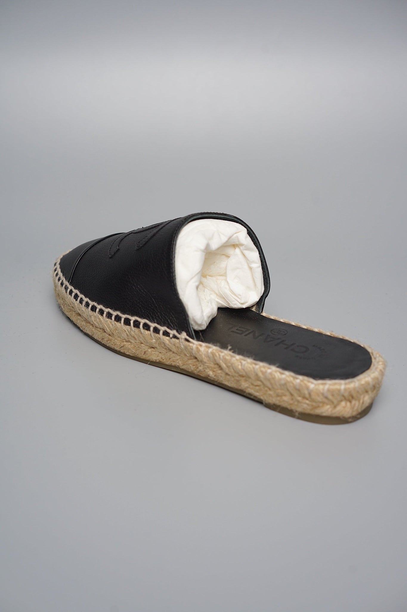 Chanel Black Slip On Espadrilles in Size 36
