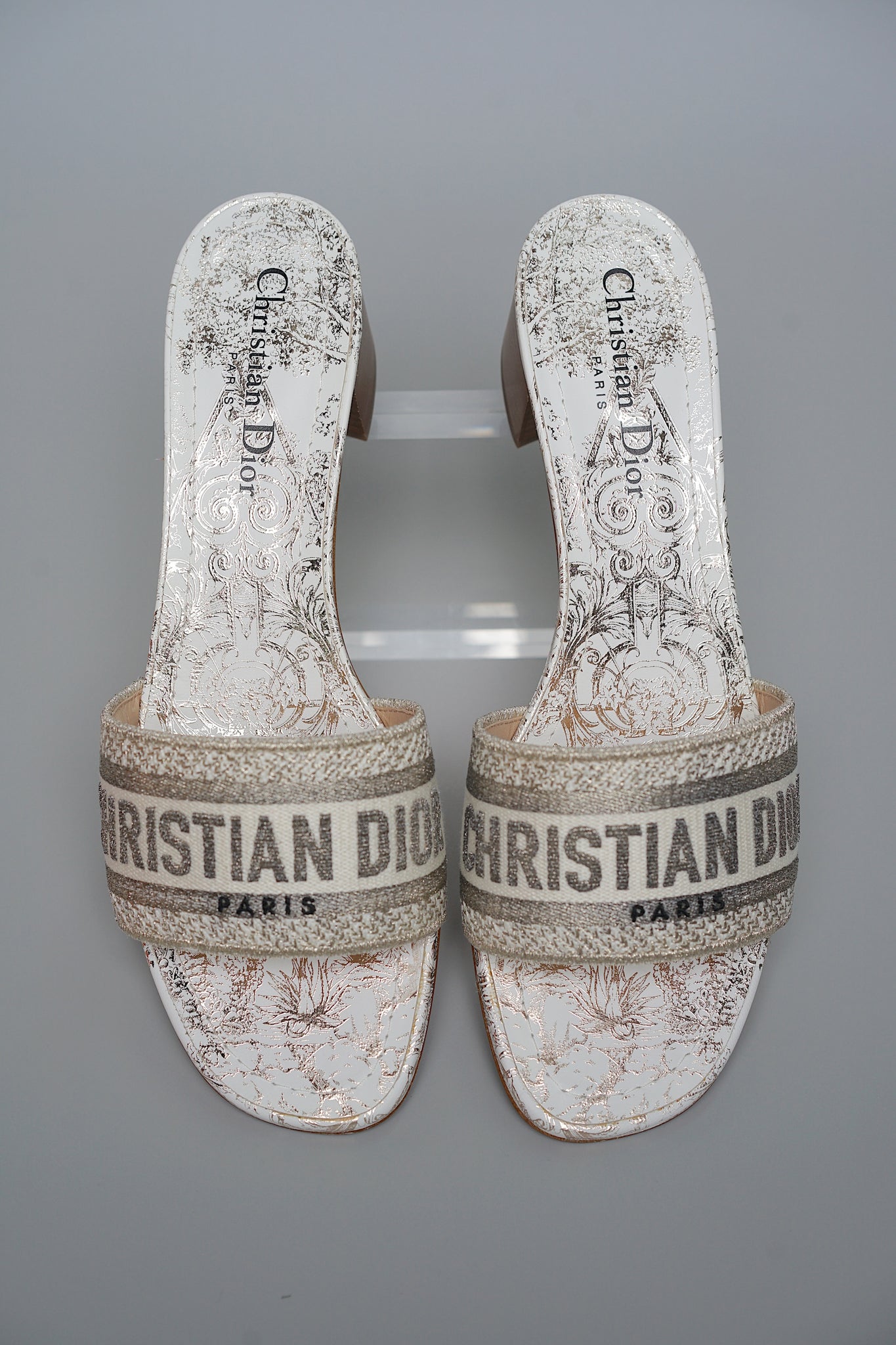 Dior Dway Heeled Slide in Gray Size 39 (Brand New)