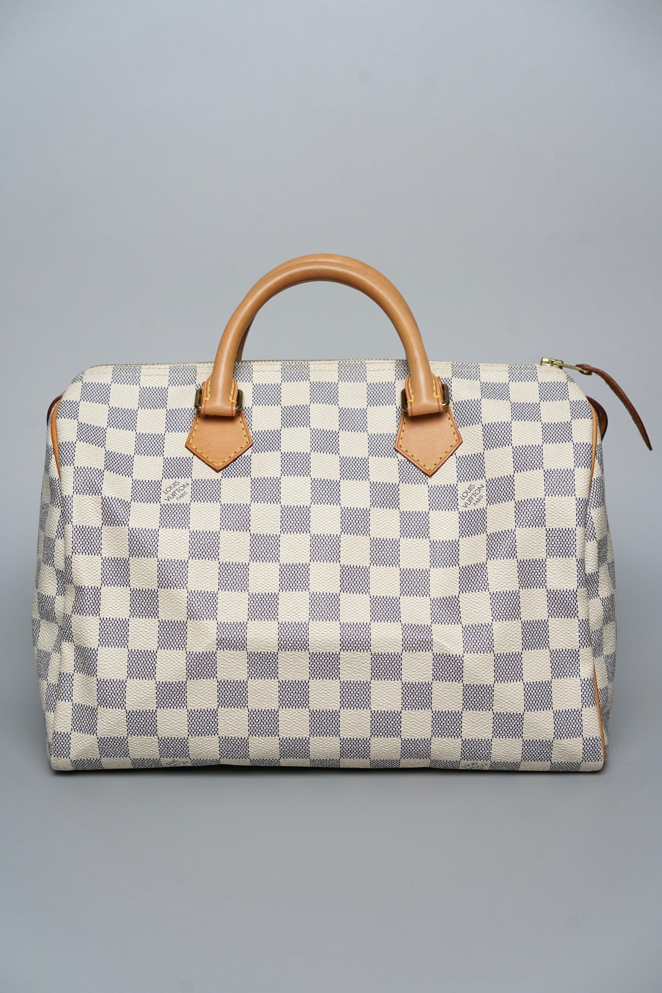 LV Speedy 30 Top Handle Bag in White Damier