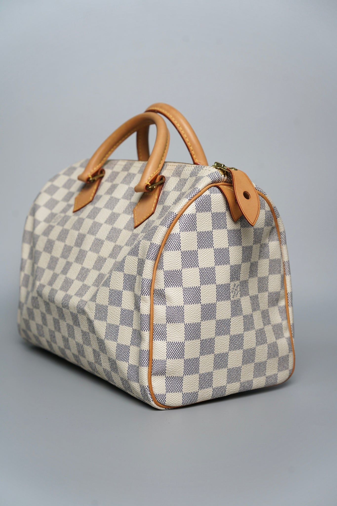 LV Speedy 30 Top Handle Bag in White Damier