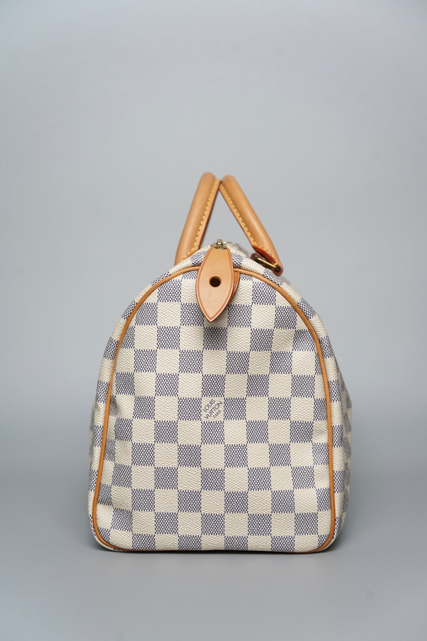 LV Speedy 30 Top Handle Bag in White Damier