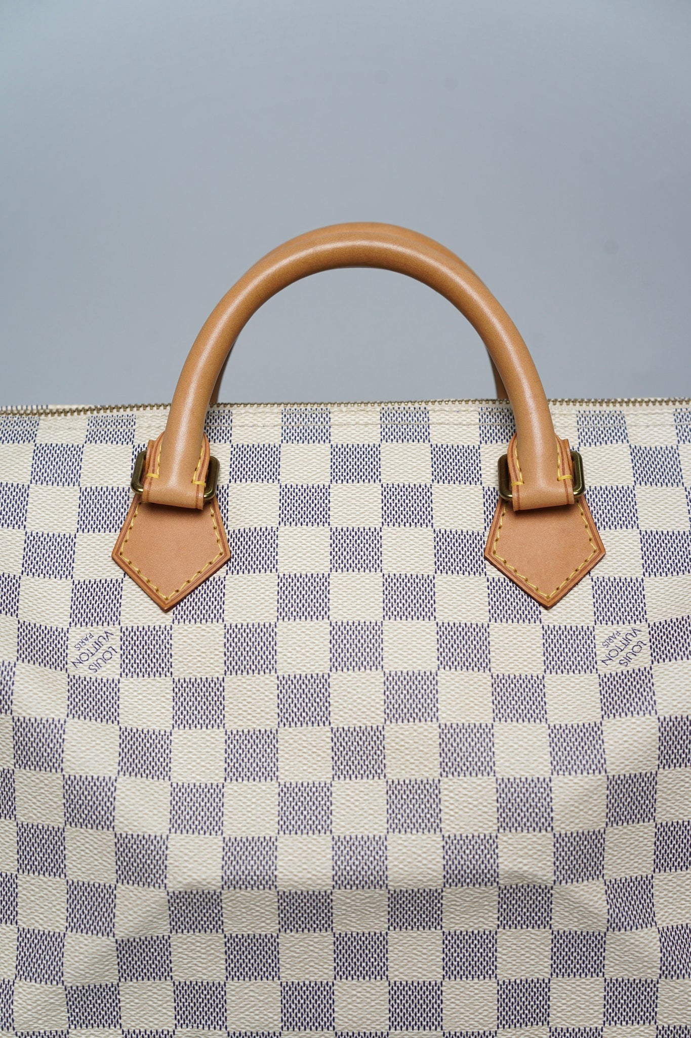 LV Speedy 30 Top Handle Bag in White Damier