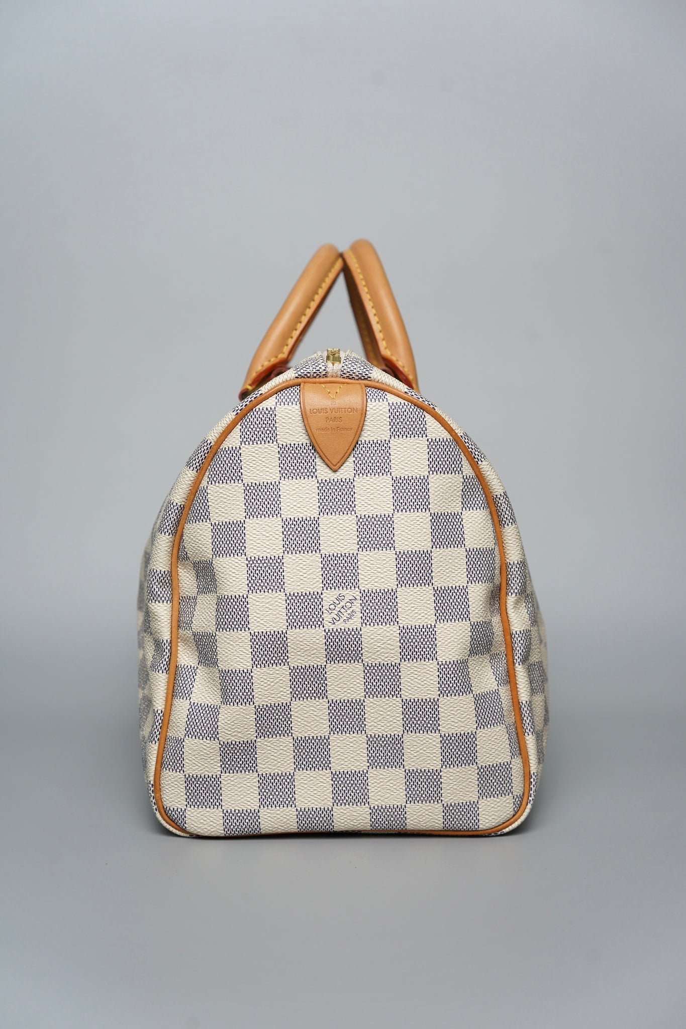 LV Speedy 30 Top Handle Bag in White Damier