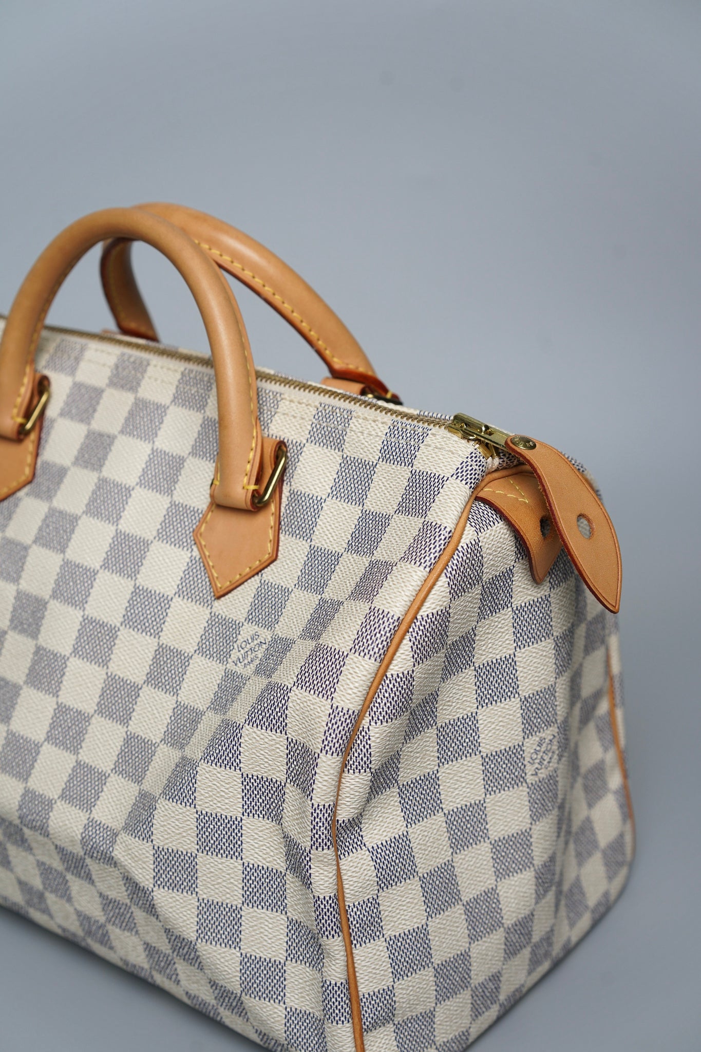 LV Speedy 30 Top Handle Bag in White Damier