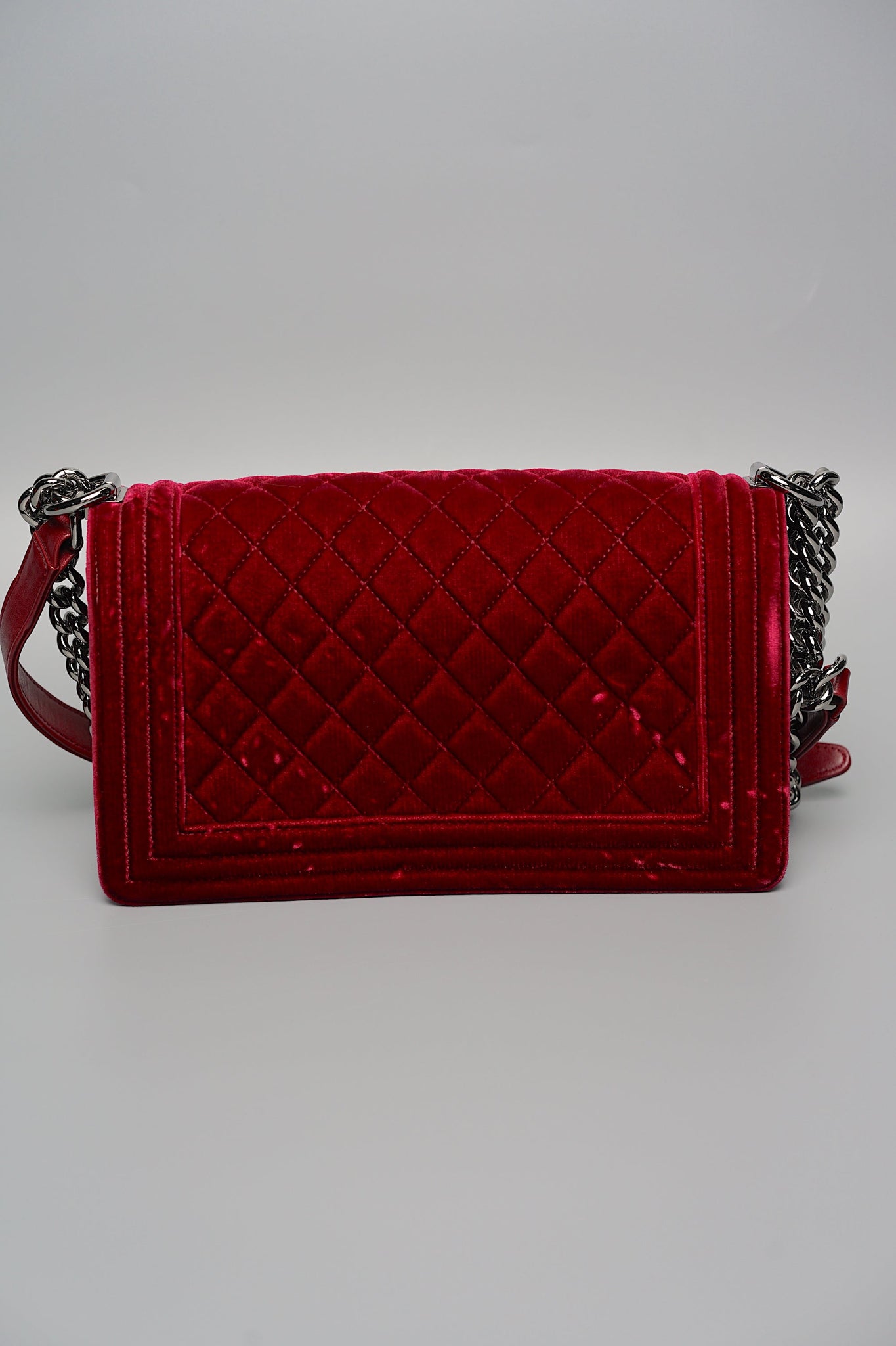 Boy Chanel Medium in Burgundy Velvet Ruthenium