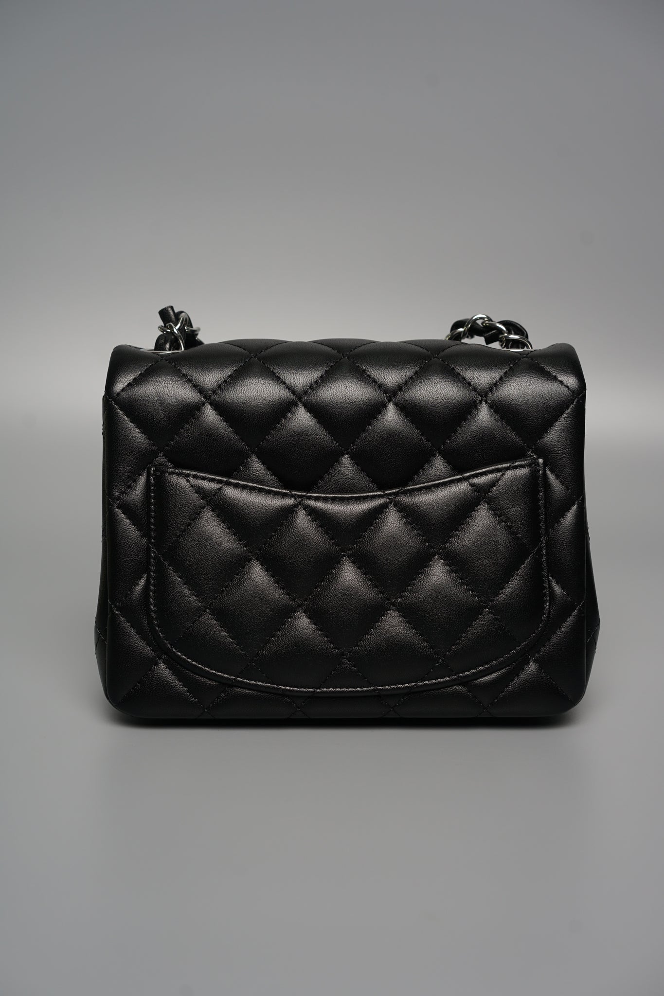 Chanel Classic Mini Square Flap in Black Lambskin Shw (Brand New)