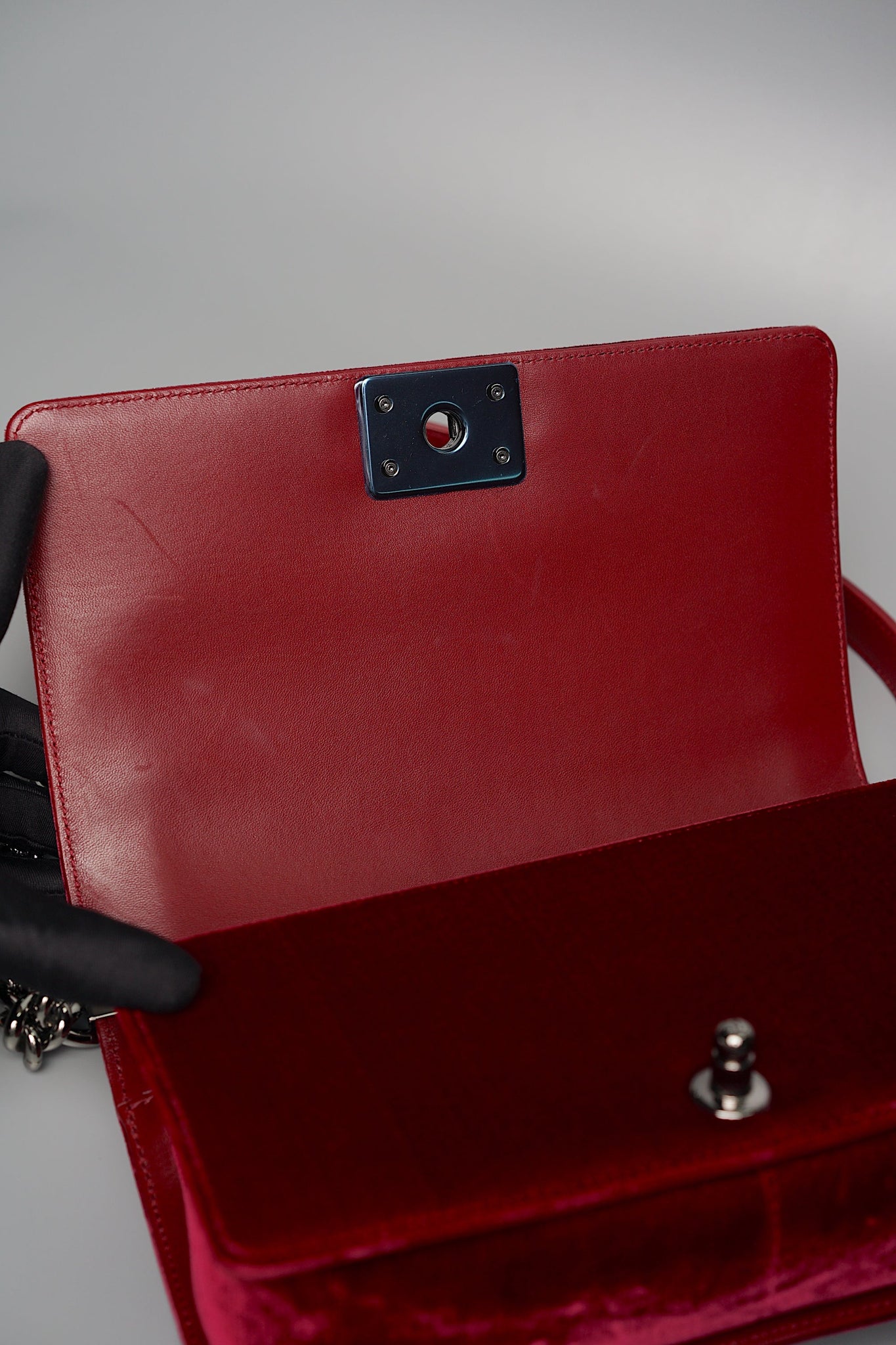 Boy Chanel Medium in Burgundy Velvet Ruthenium