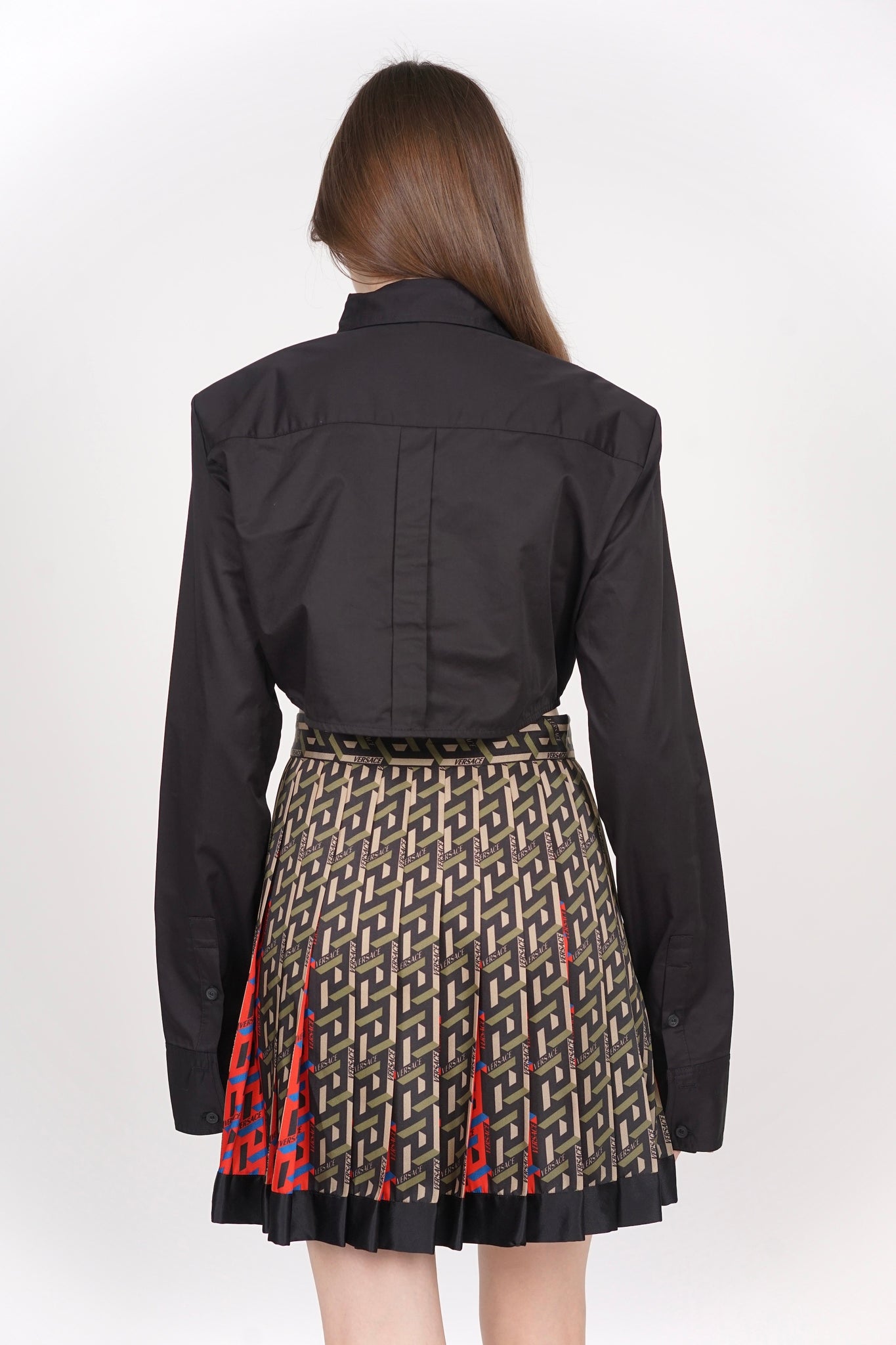 Versace Pleated Skirt in Orange/Blue/Green/Black Size 40 (Brand New)