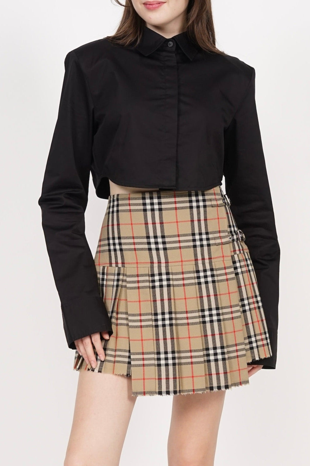 Burberry Nova Pleated Skirt in Beige Checks Size 40 (Brand New)